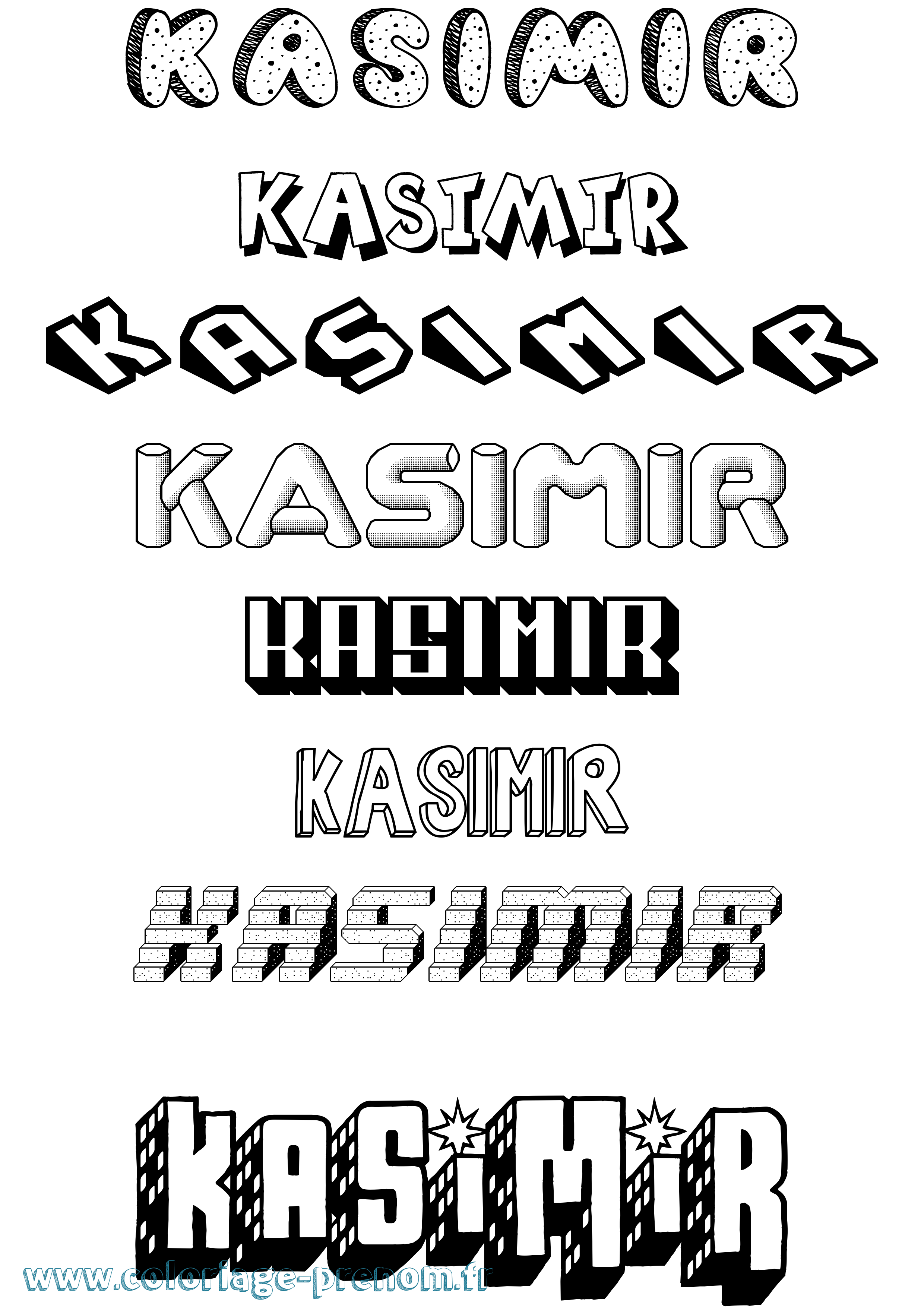 Coloriage prénom Kasimir Effet 3D