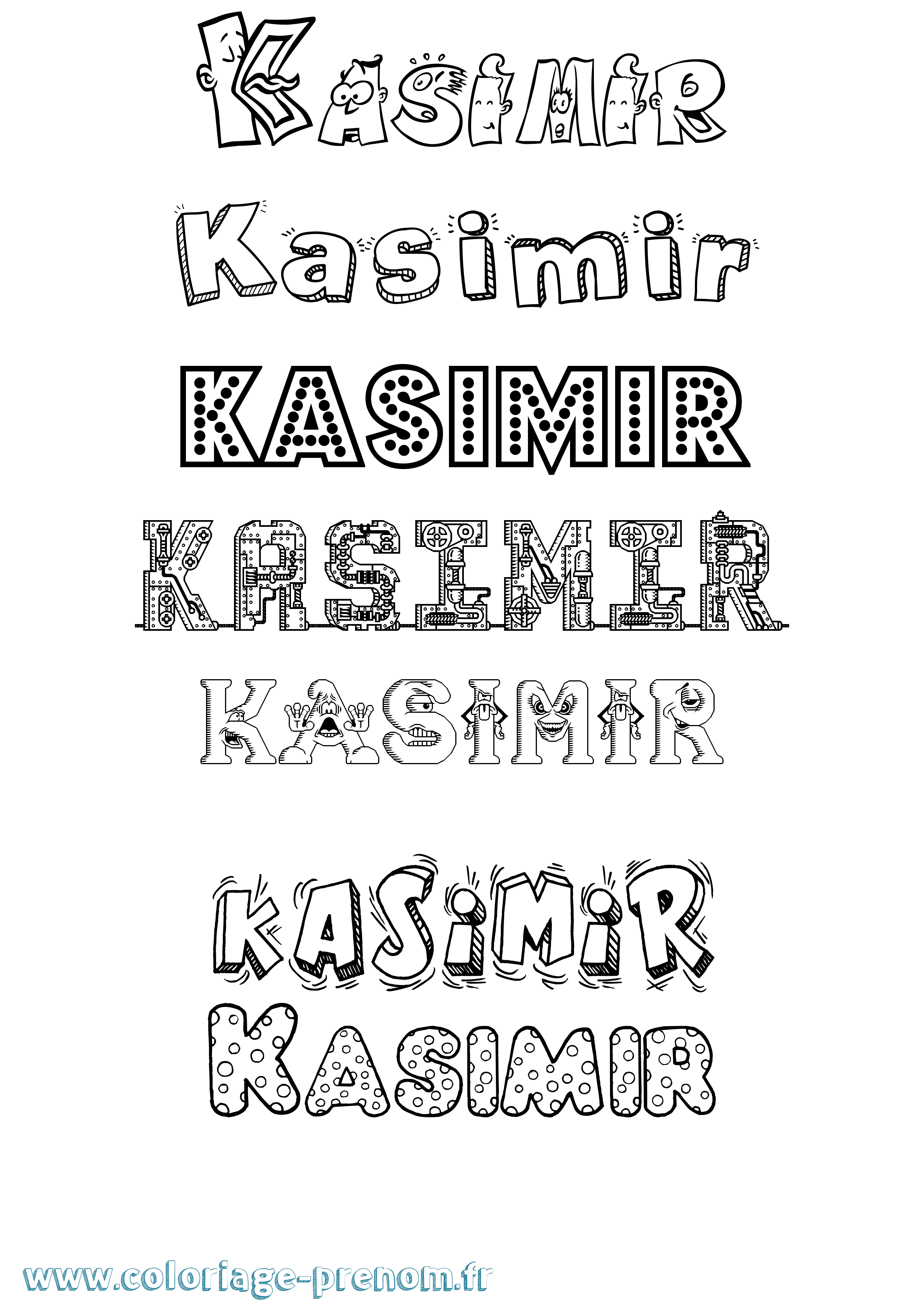 Coloriage prénom Kasimir Fun