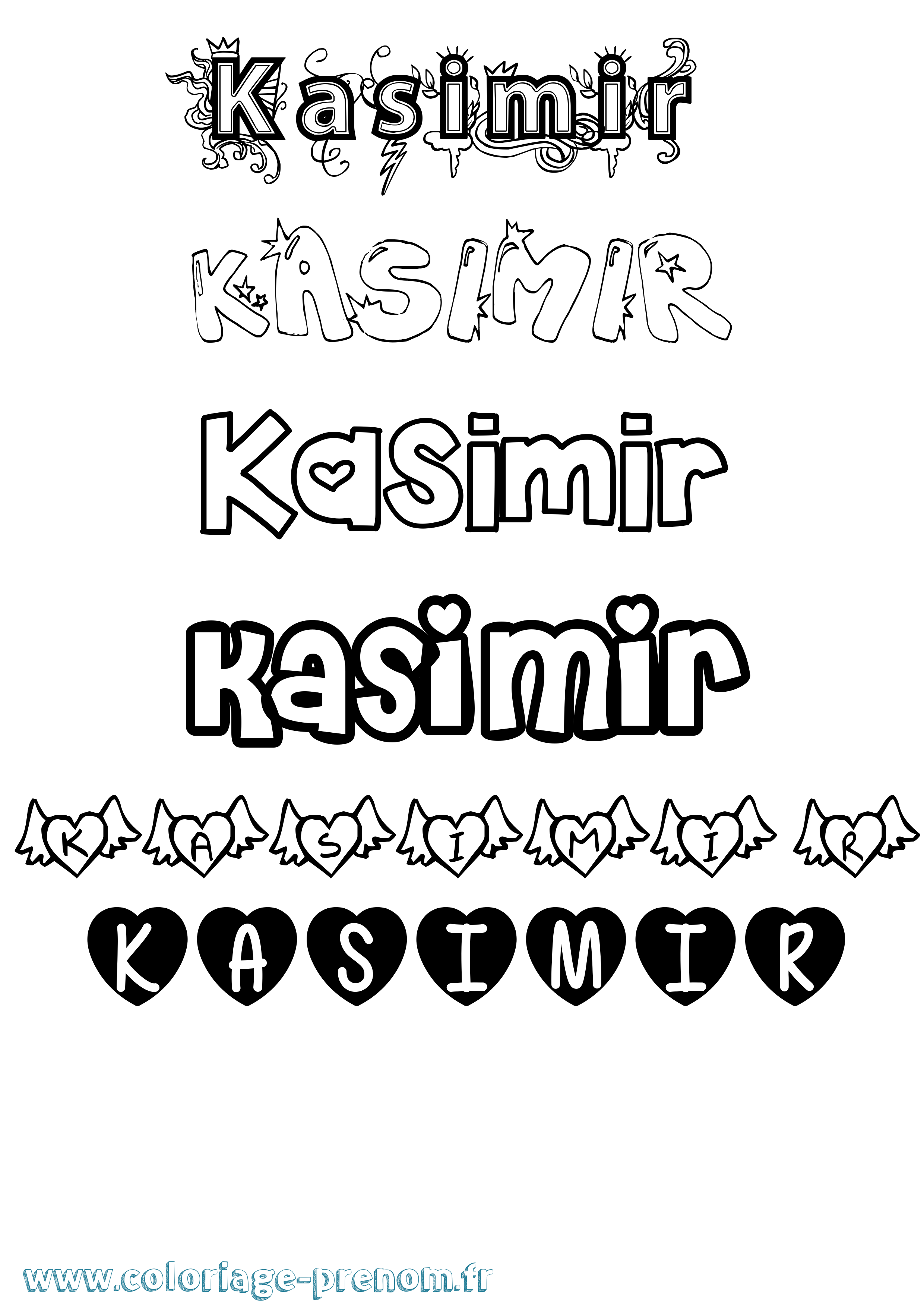 Coloriage prénom Kasimir Girly
