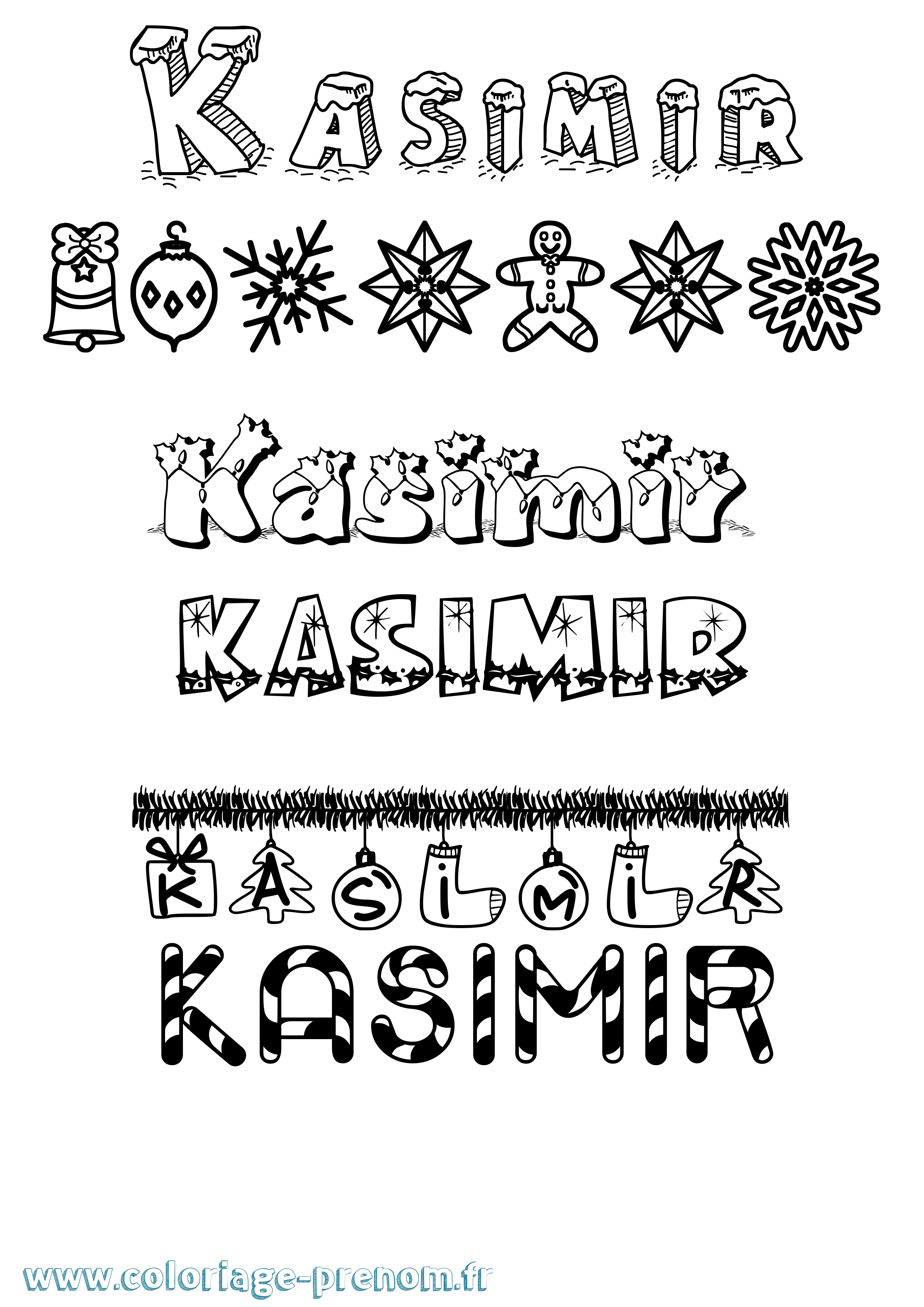 Coloriage prénom Kasimir Noël