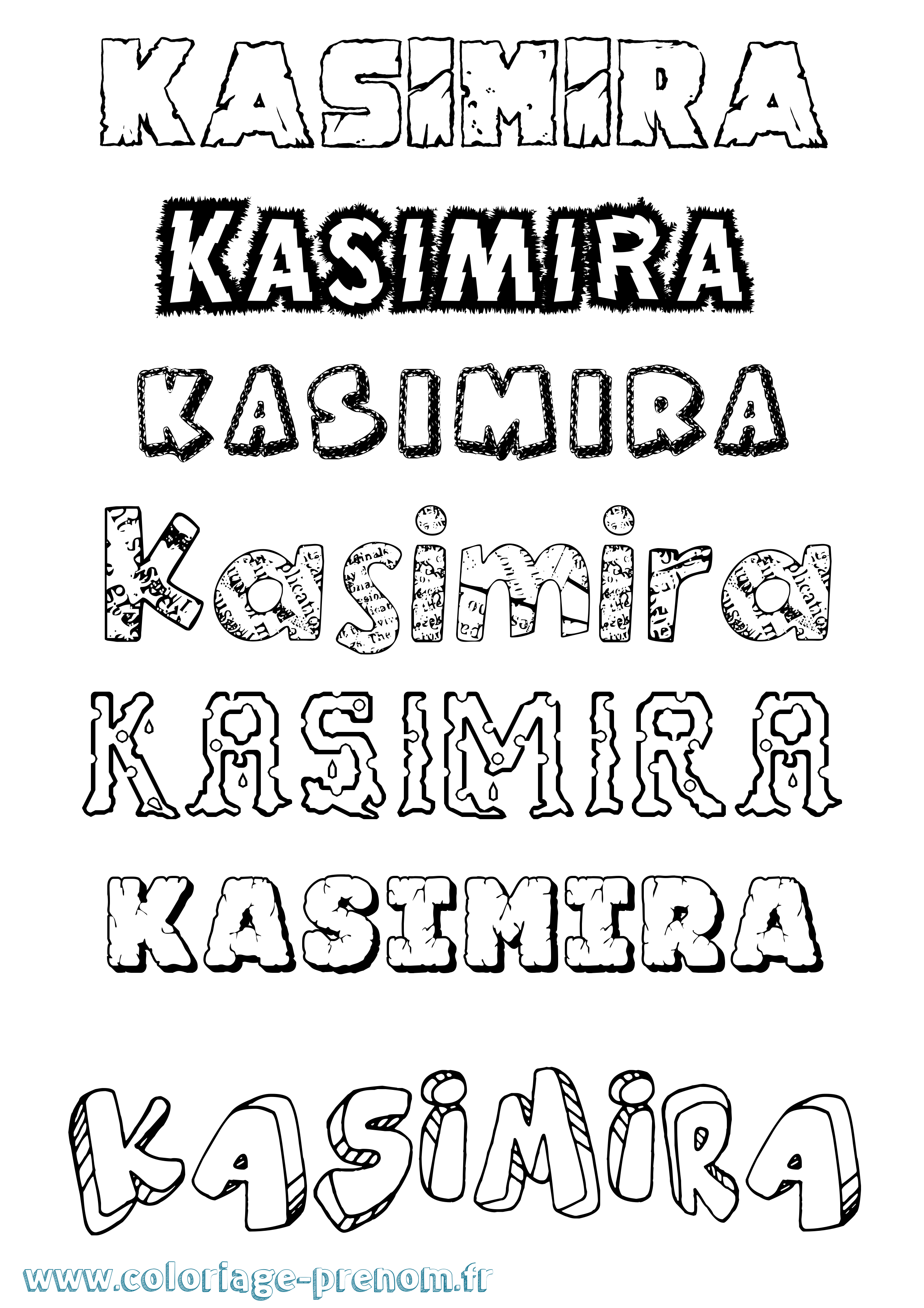 Coloriage prénom Kasimira Destructuré