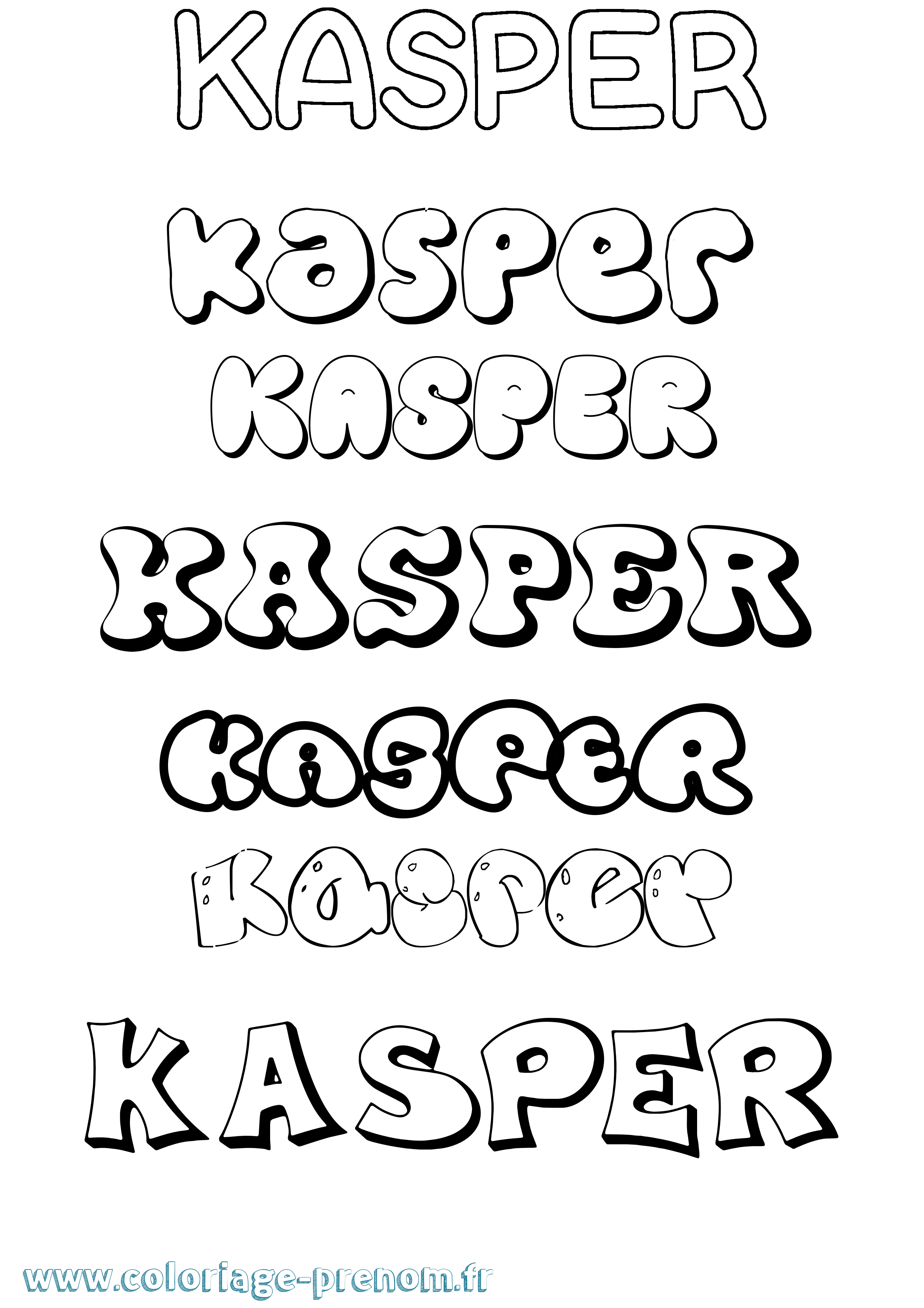Coloriage prénom Kasper Bubble