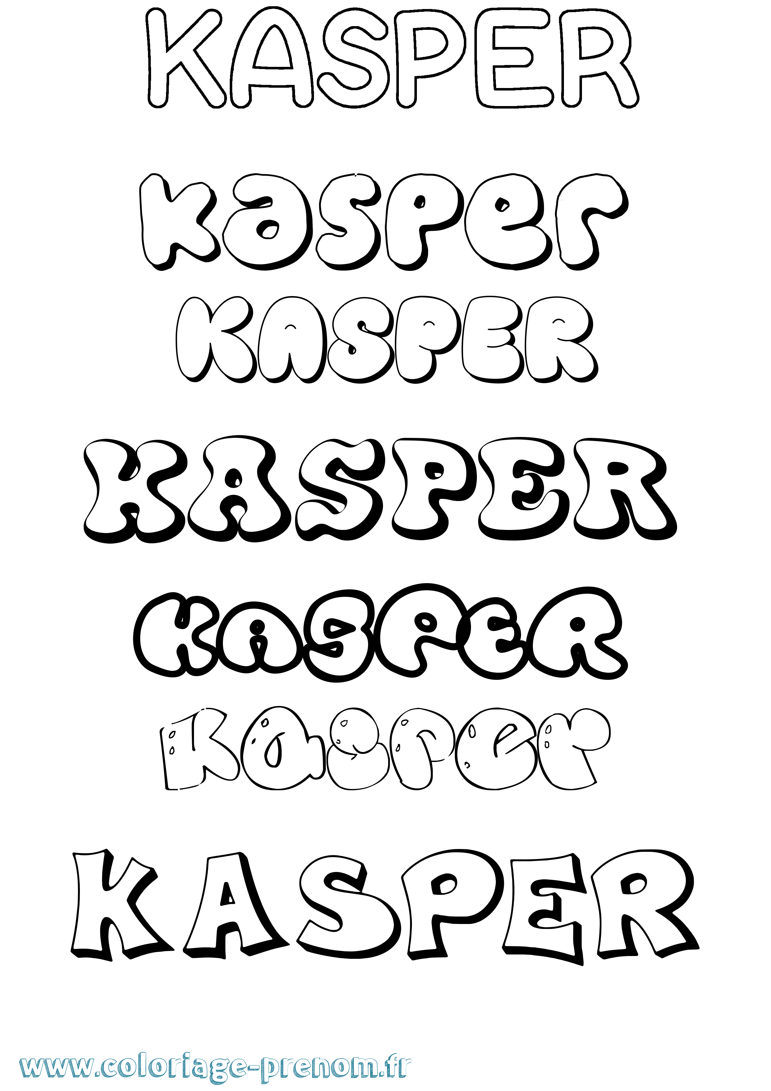 Coloriage Kasper Bubble Coloriage prénom Kasper Bubble