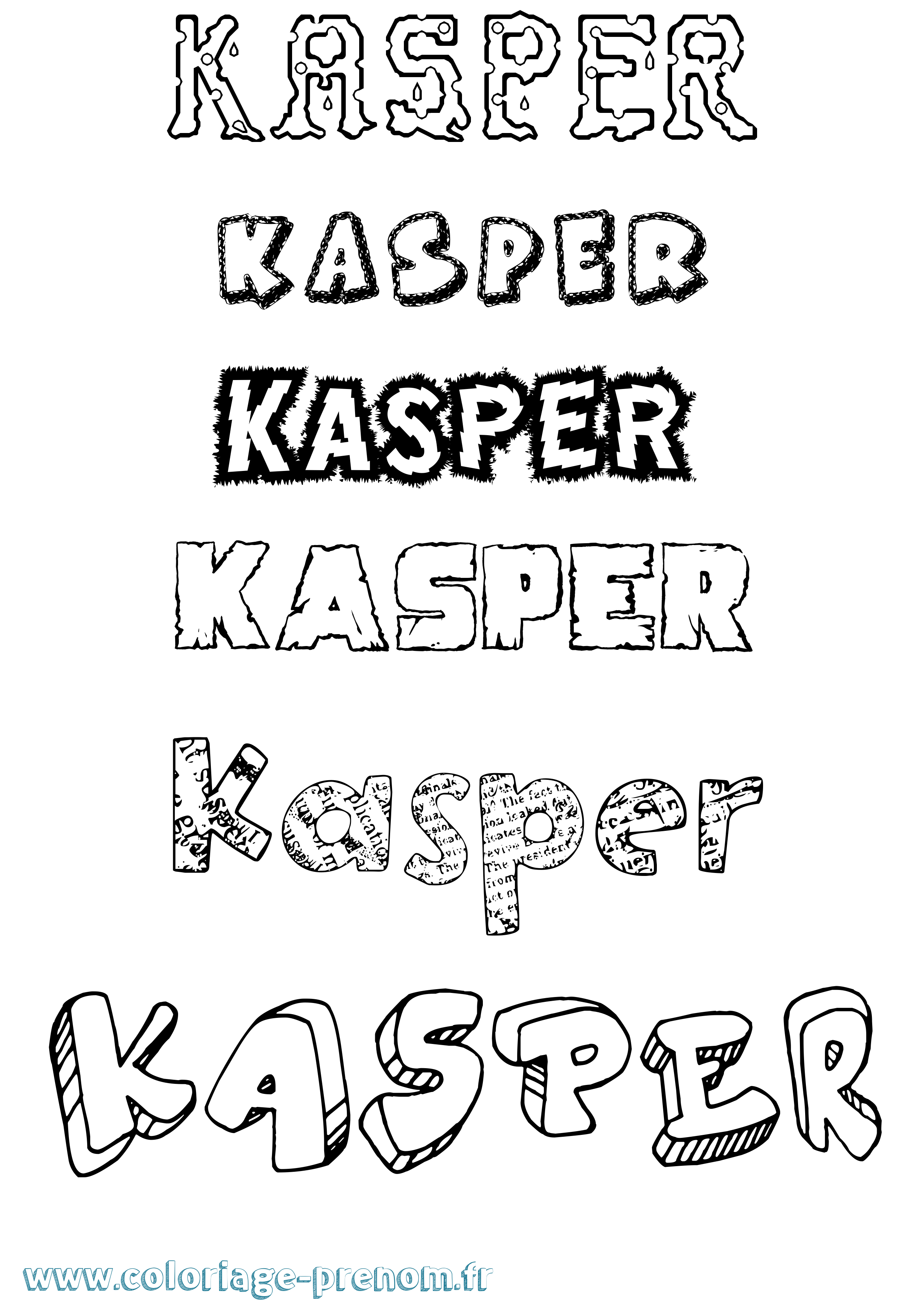 Coloriage Kasper Destructuré Coloriage prénom Kasper Destructuré