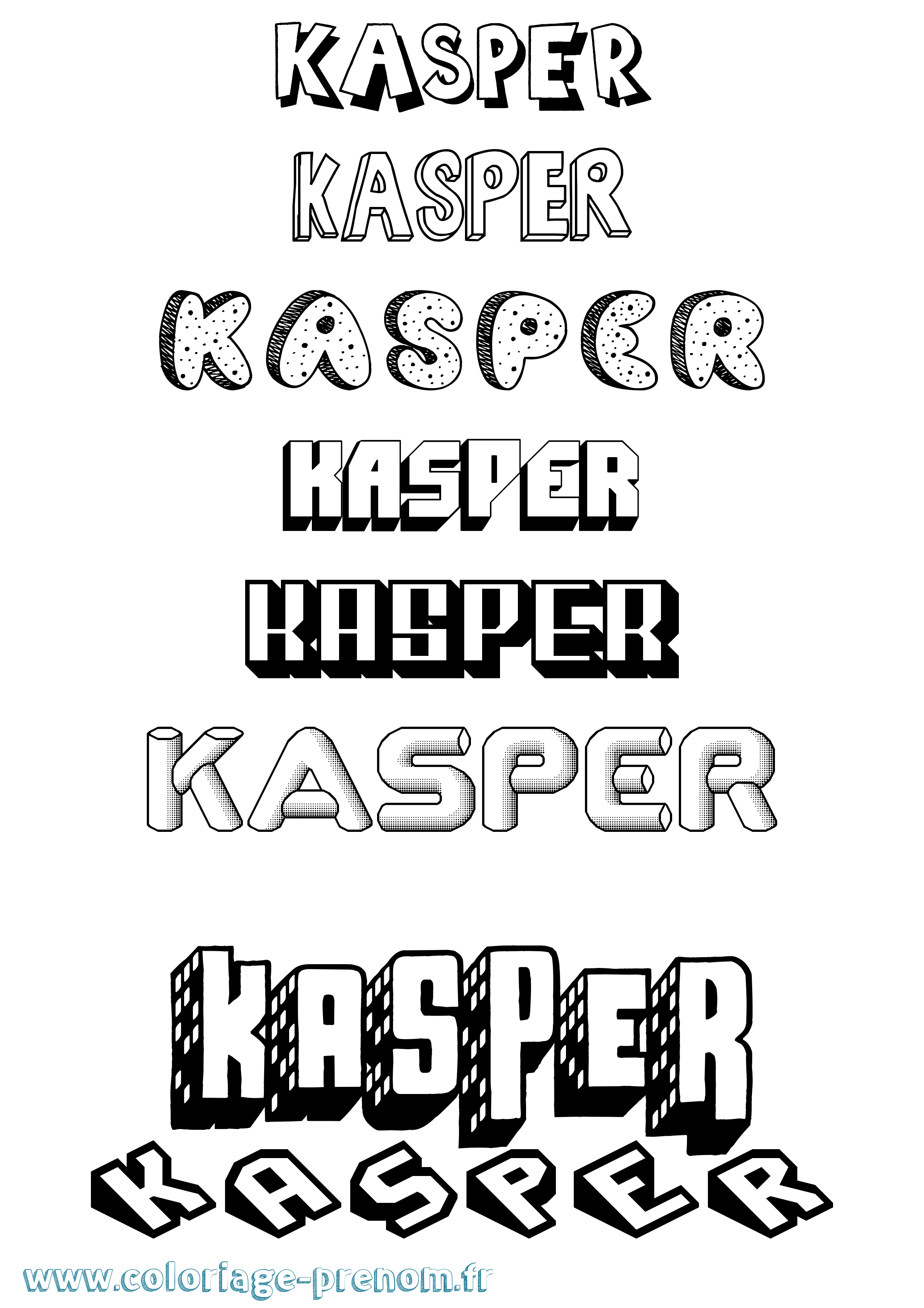 Coloriage Kasper Effet 3D Coloriage prénom Kasper Effet 3D