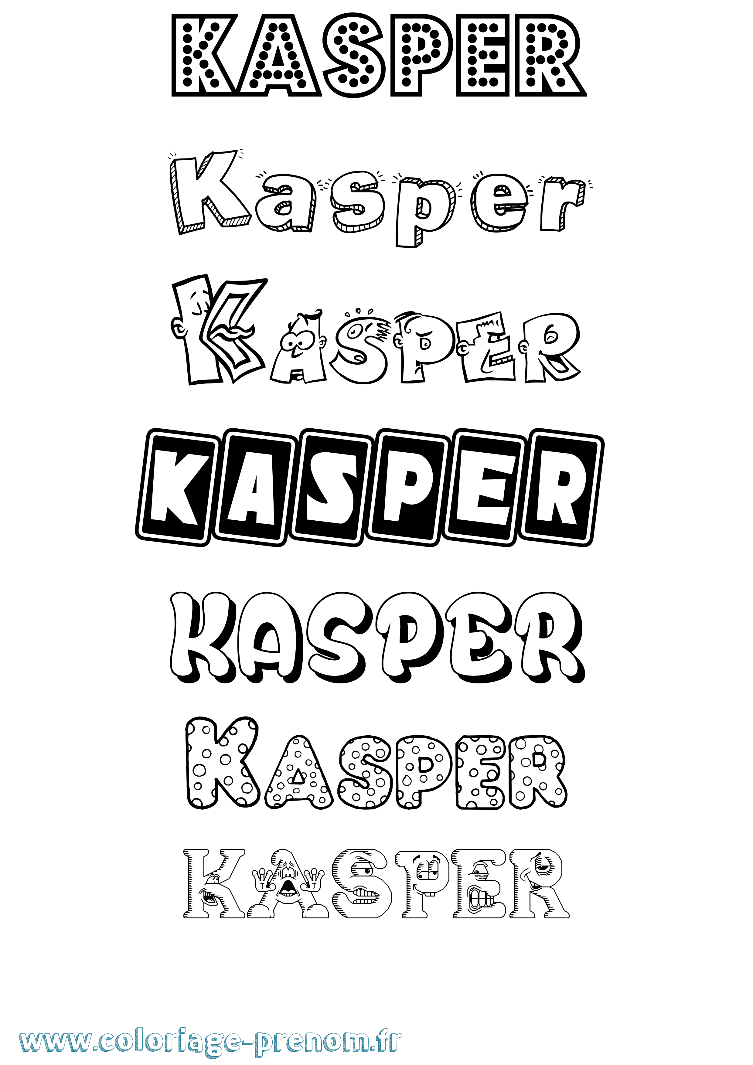 Coloriage prénom Kasper Fun