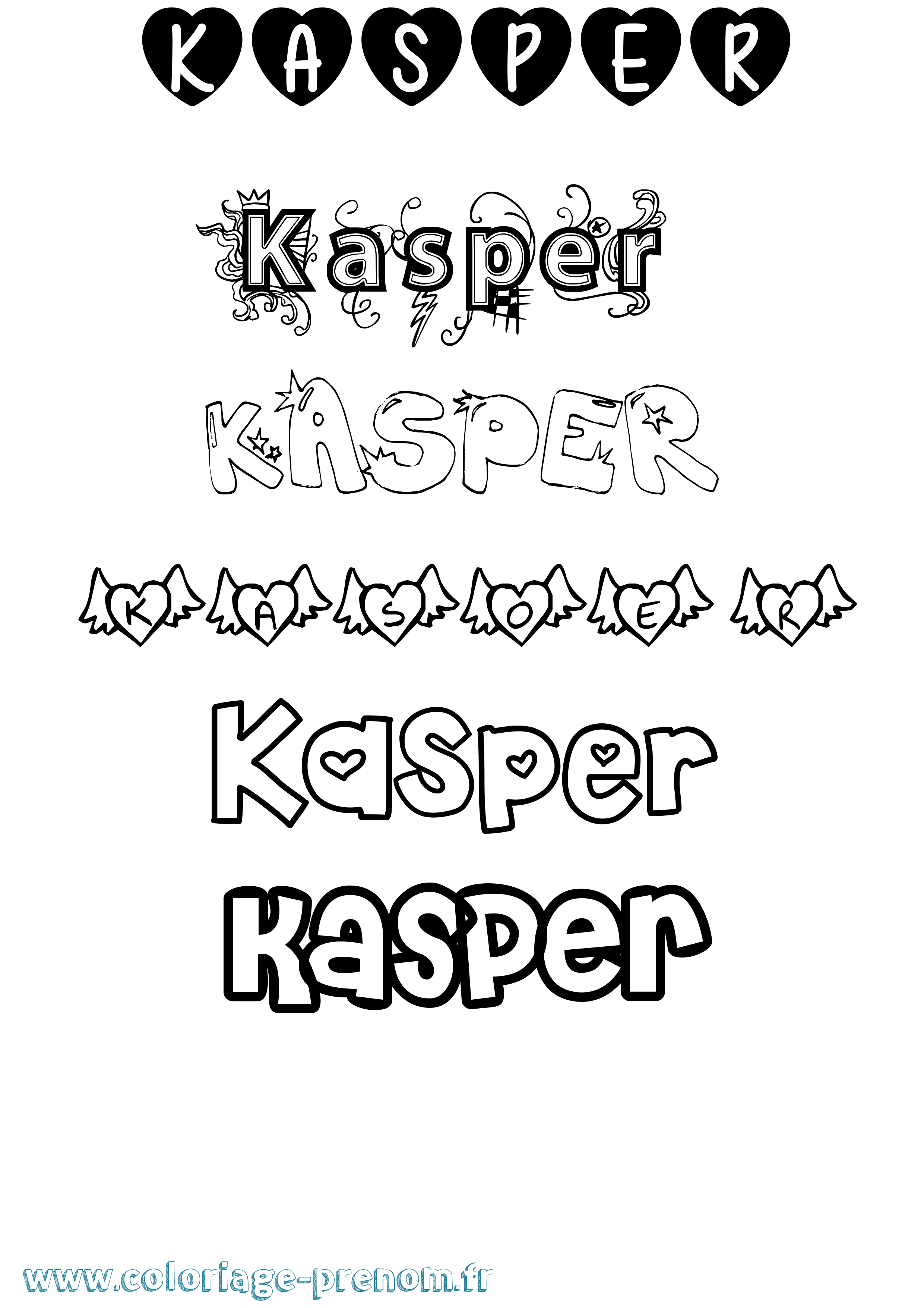 Coloriage Kasper Girly Coloriage prénom Kasper Girly