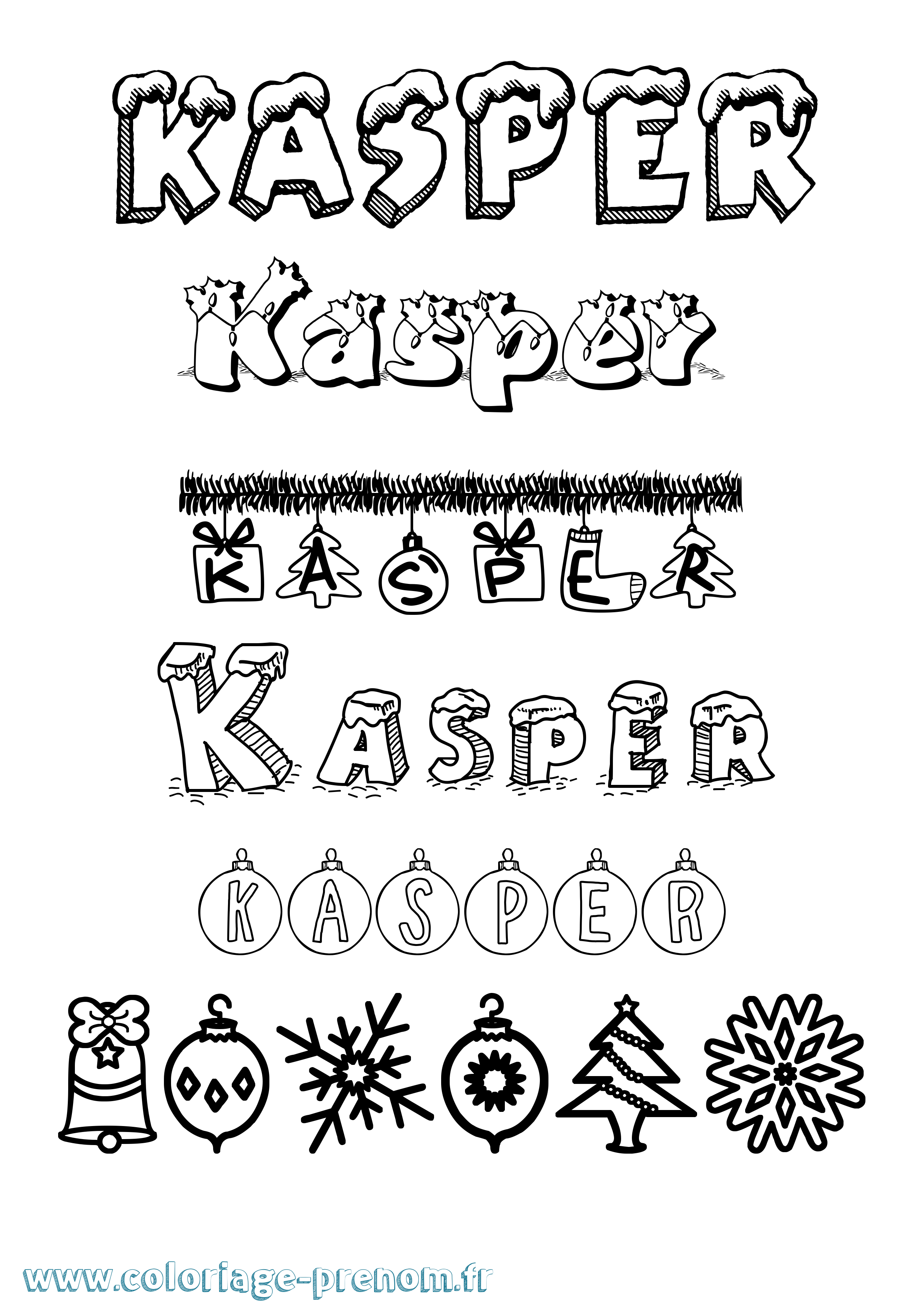 Coloriage Kasper Noël Coloriage prénom Kasper Noël