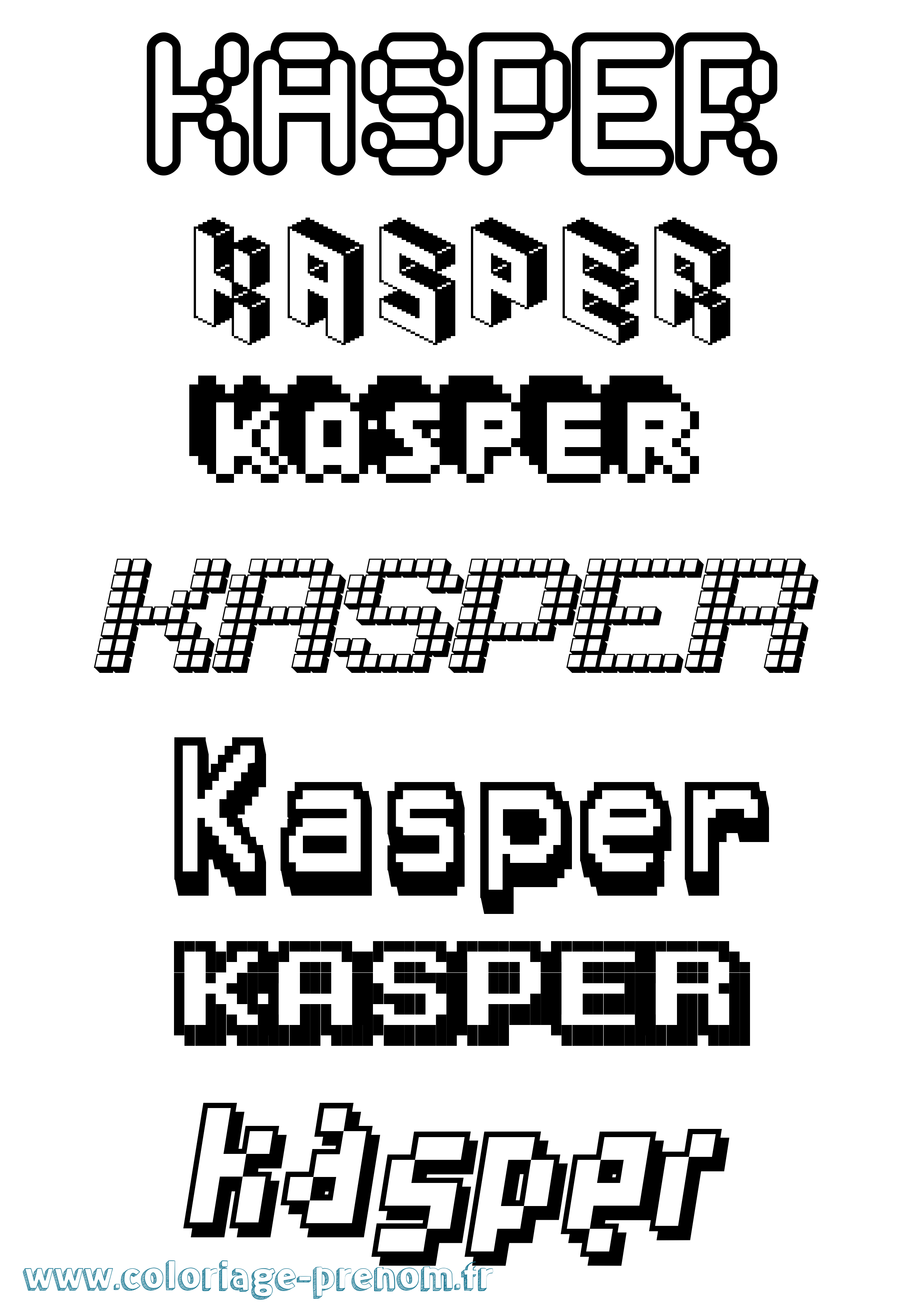 Coloriage prénom Kasper Pixel