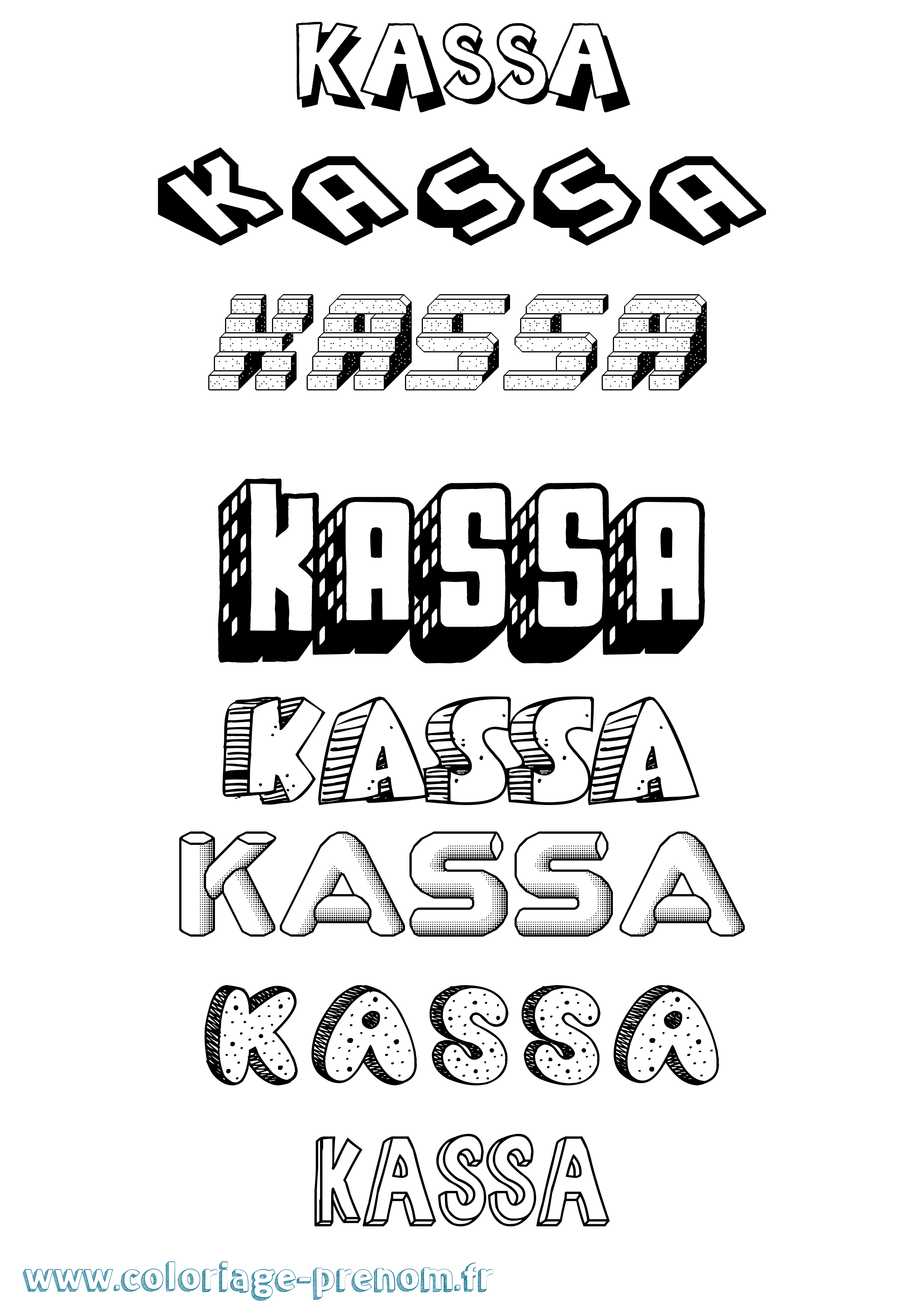 Coloriage Kassa Effet 3D Coloriage prénom Kassa Effet 3D