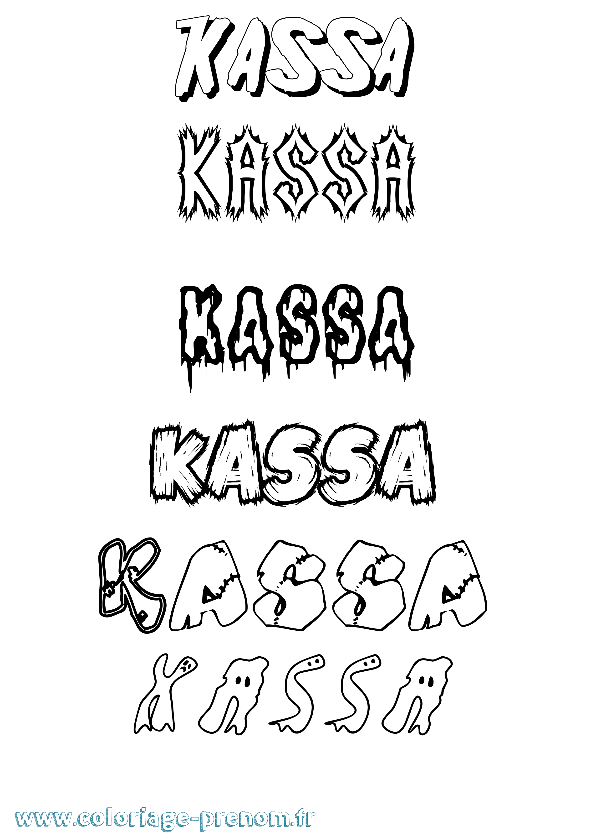 Coloriage Kassa Frisson Coloriage prénom Kassa Frisson