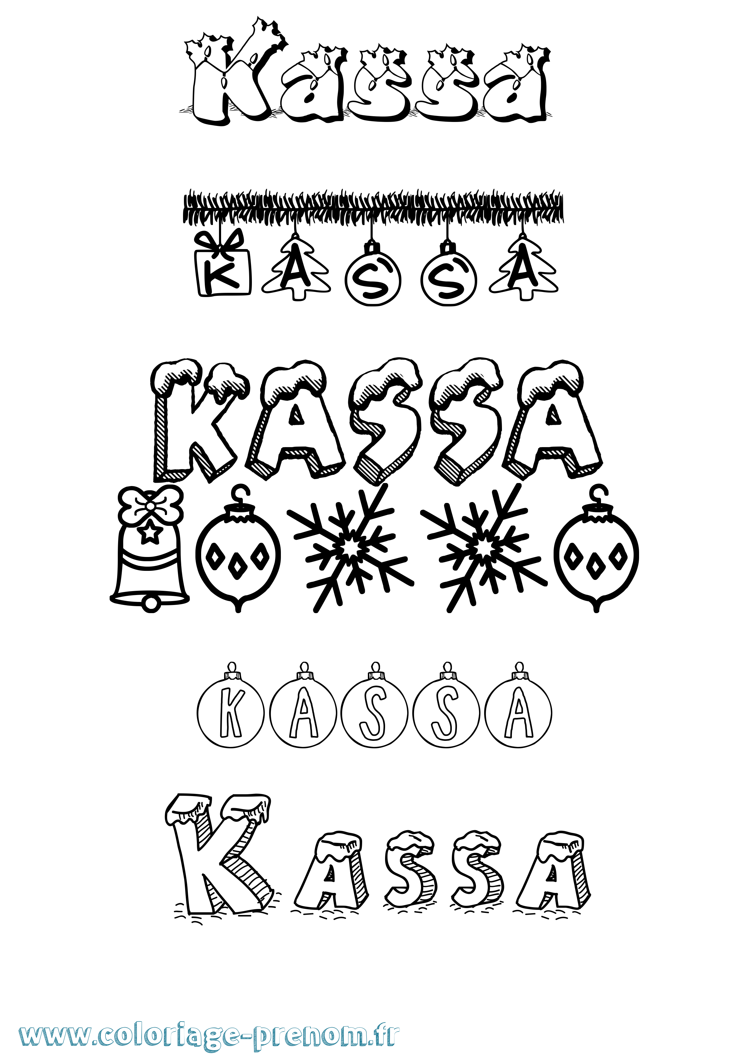 Coloriage Kassa Noël Coloriage prénom Kassa Noël