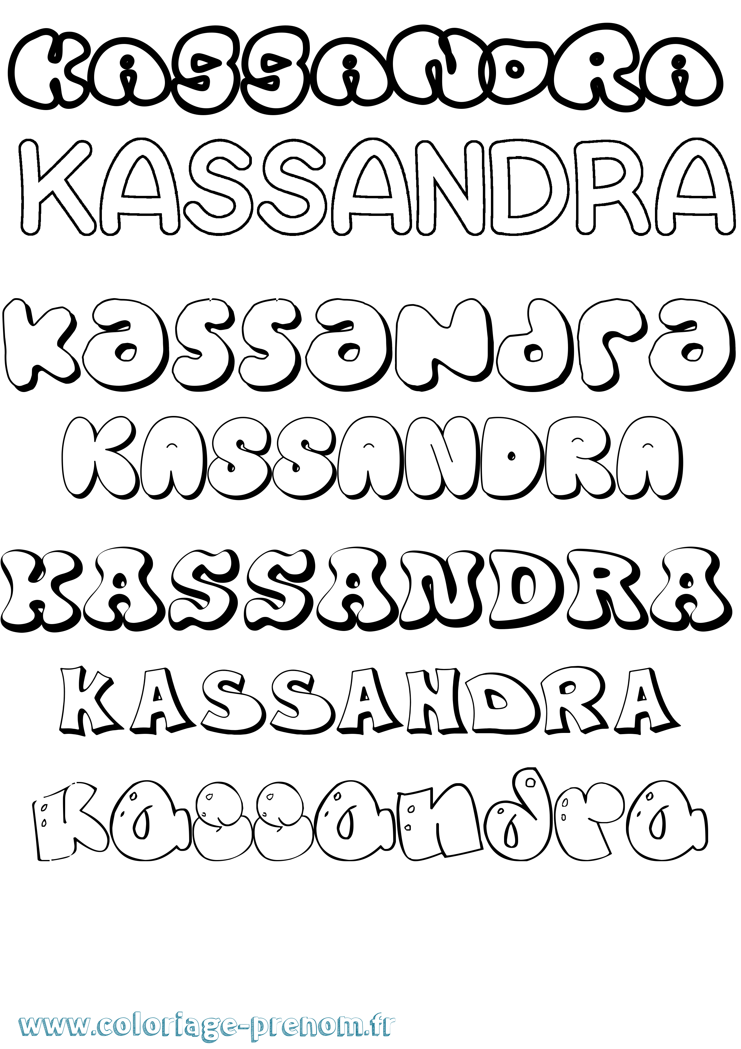 Coloriage prénom Kassandra Bubble