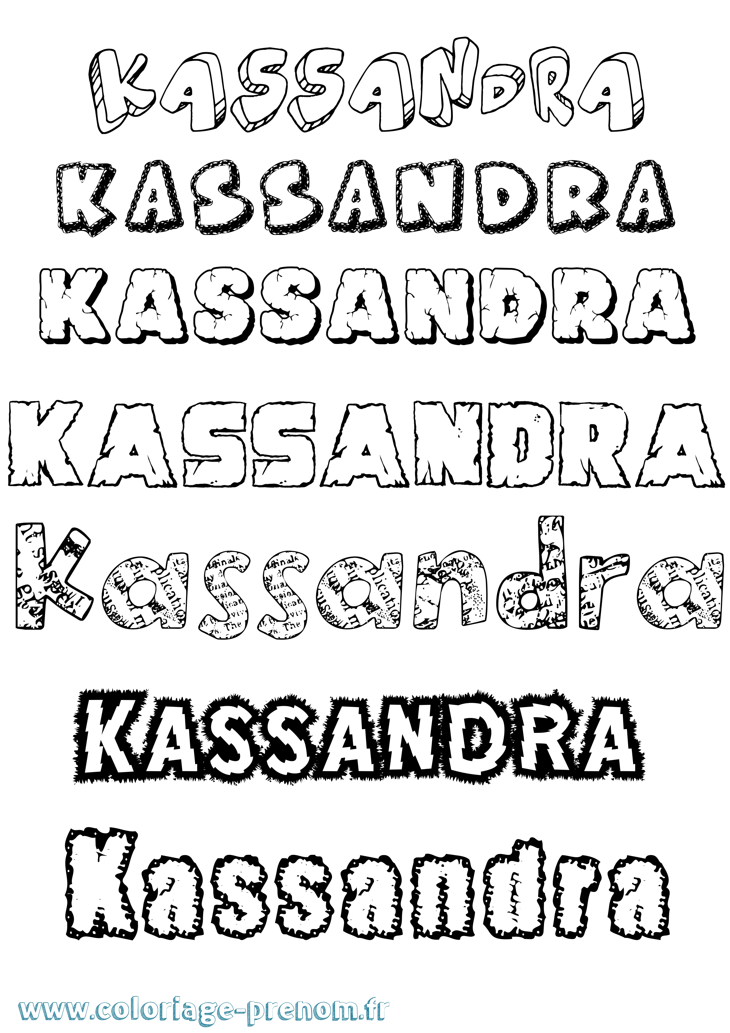 Coloriage prénom Kassandra Destructuré