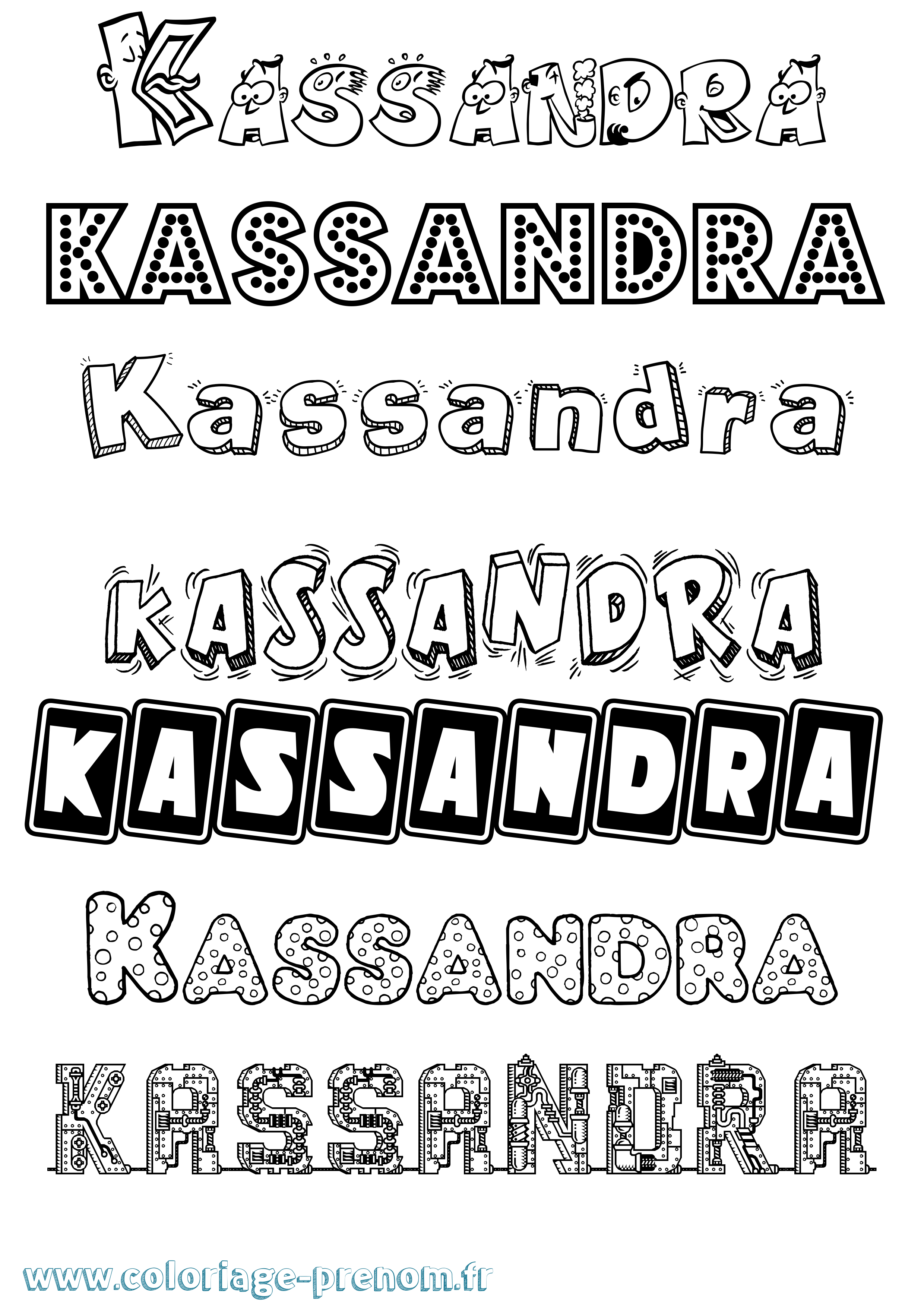 Coloriage prénom Kassandra Fun