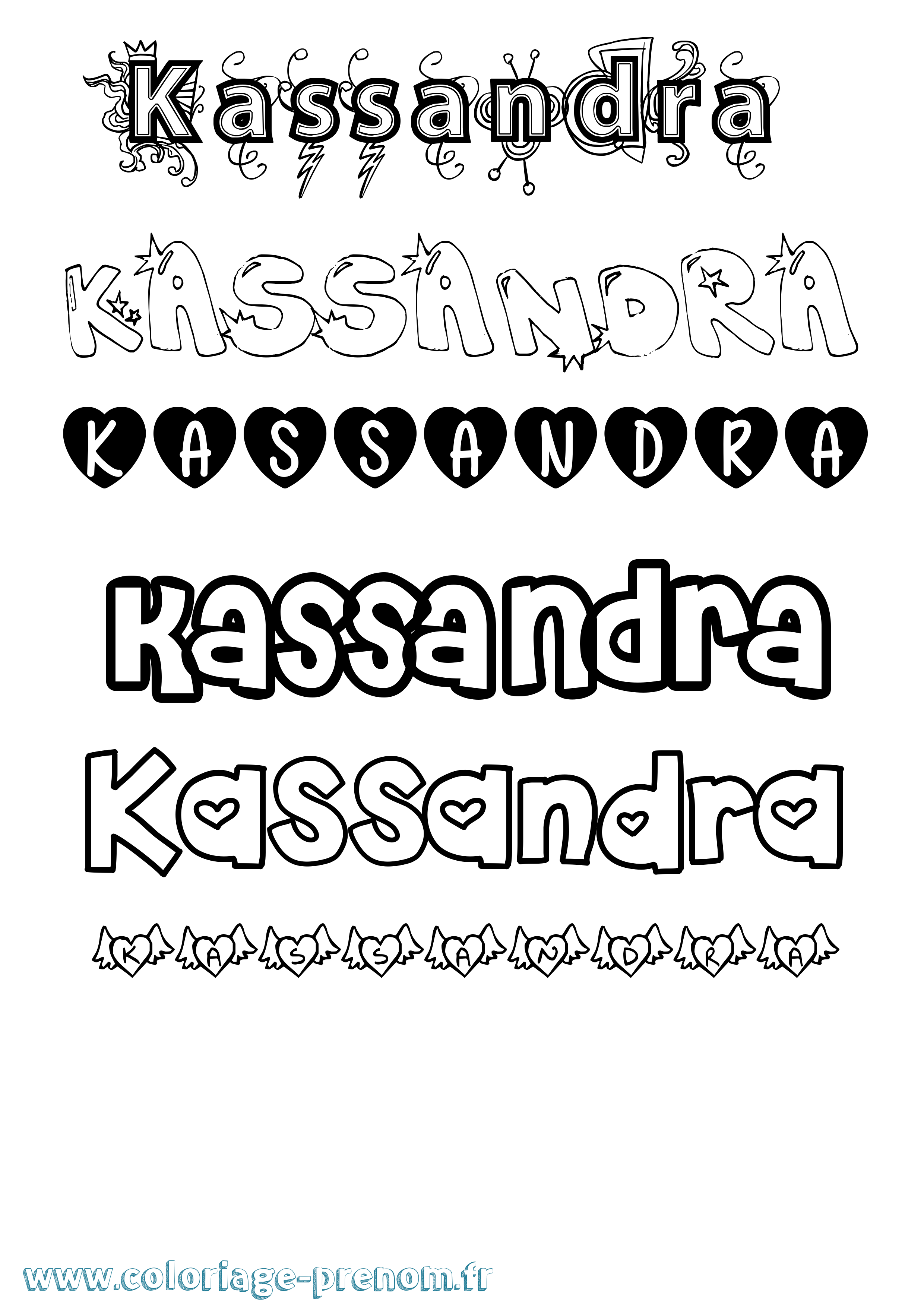 Coloriage prénom Kassandra Girly