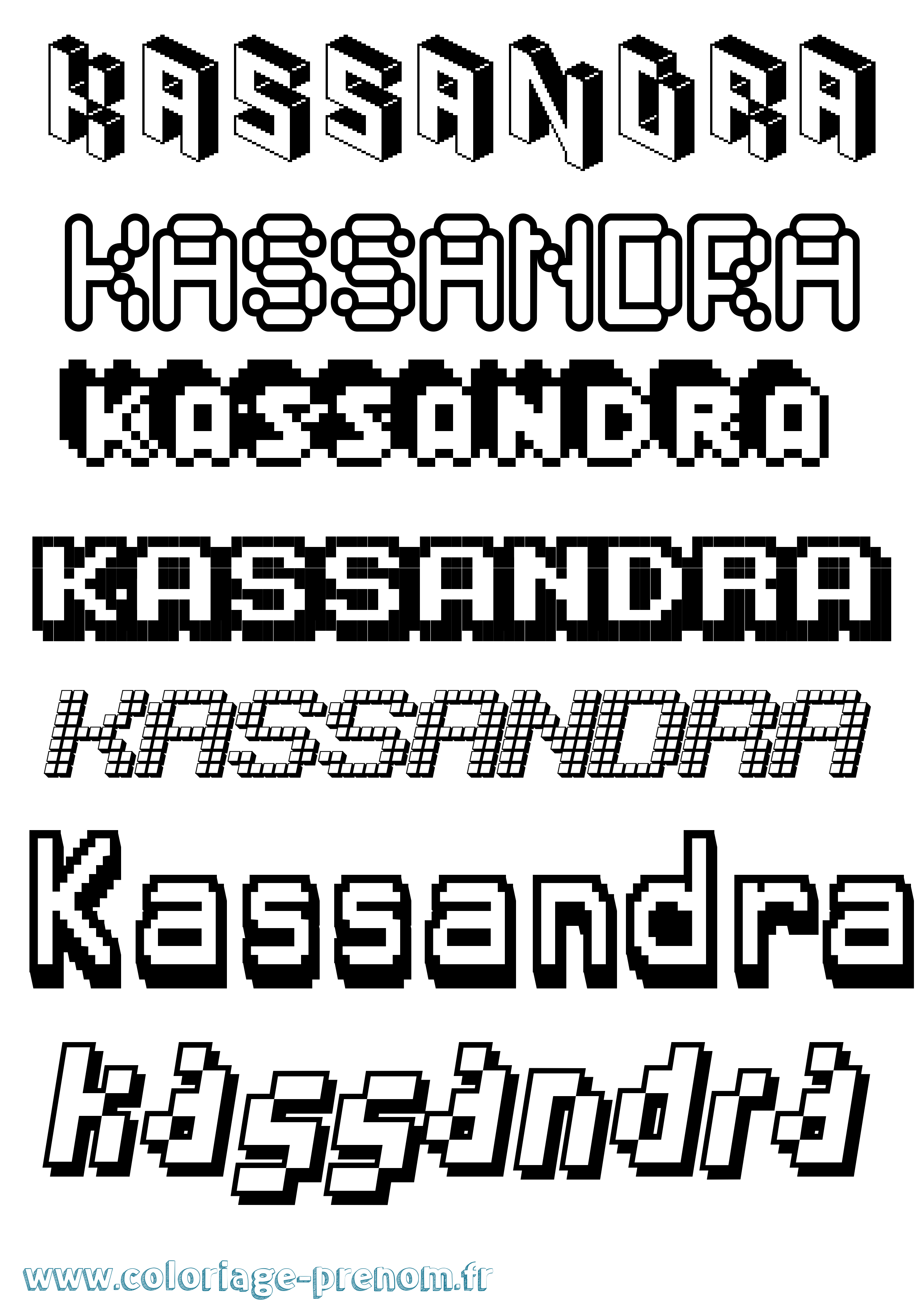 Coloriage prénom Kassandra Pixel