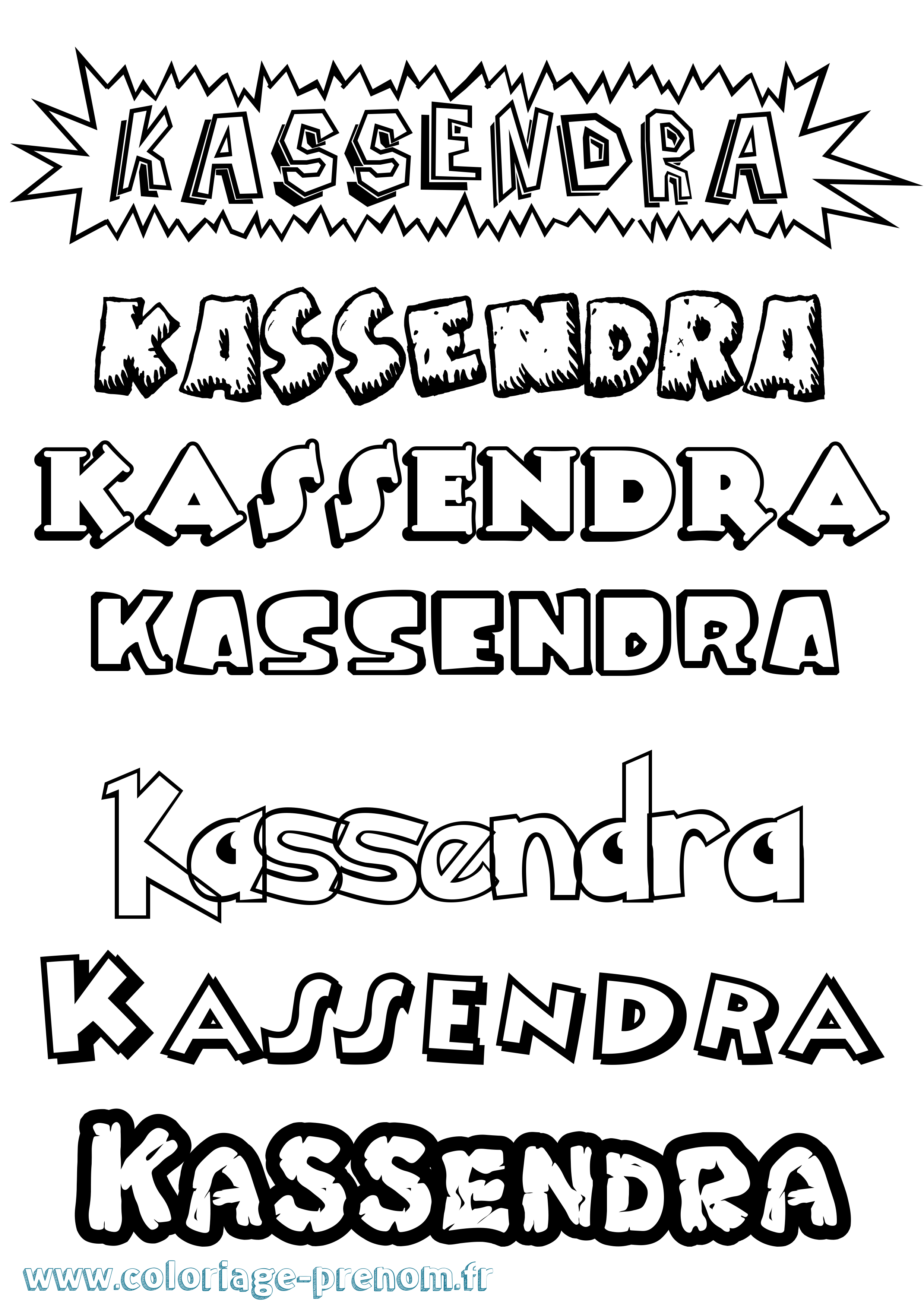 Coloriage prénom Kassendra Dessin Animé