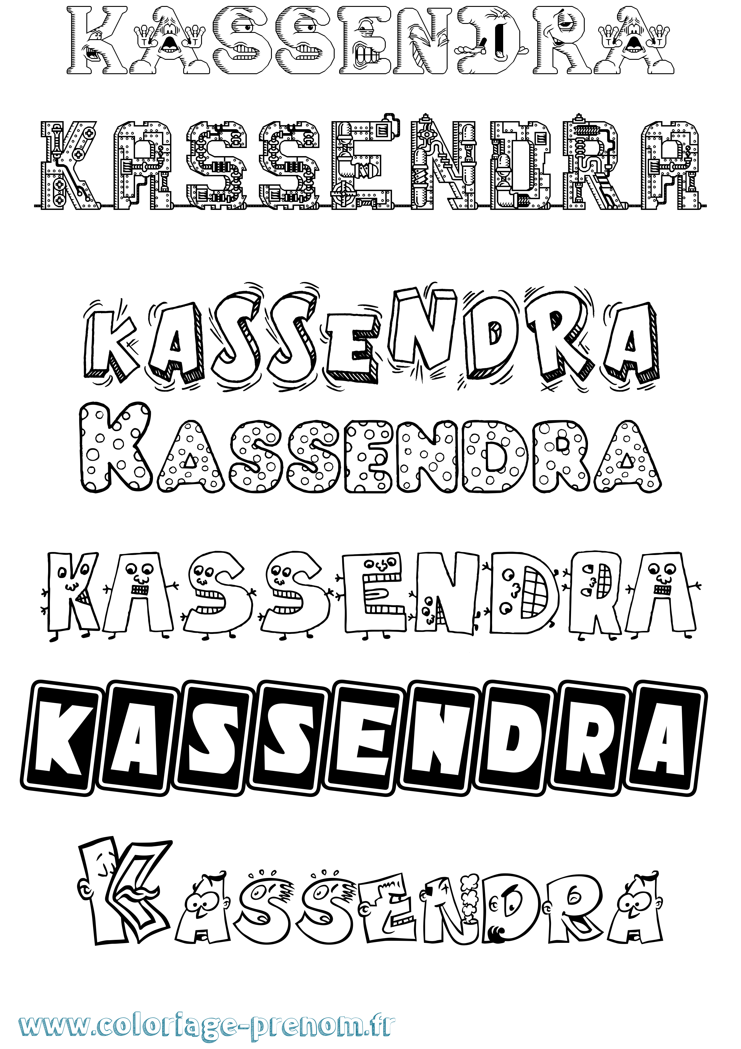 Coloriage prénom Kassendra Fun
