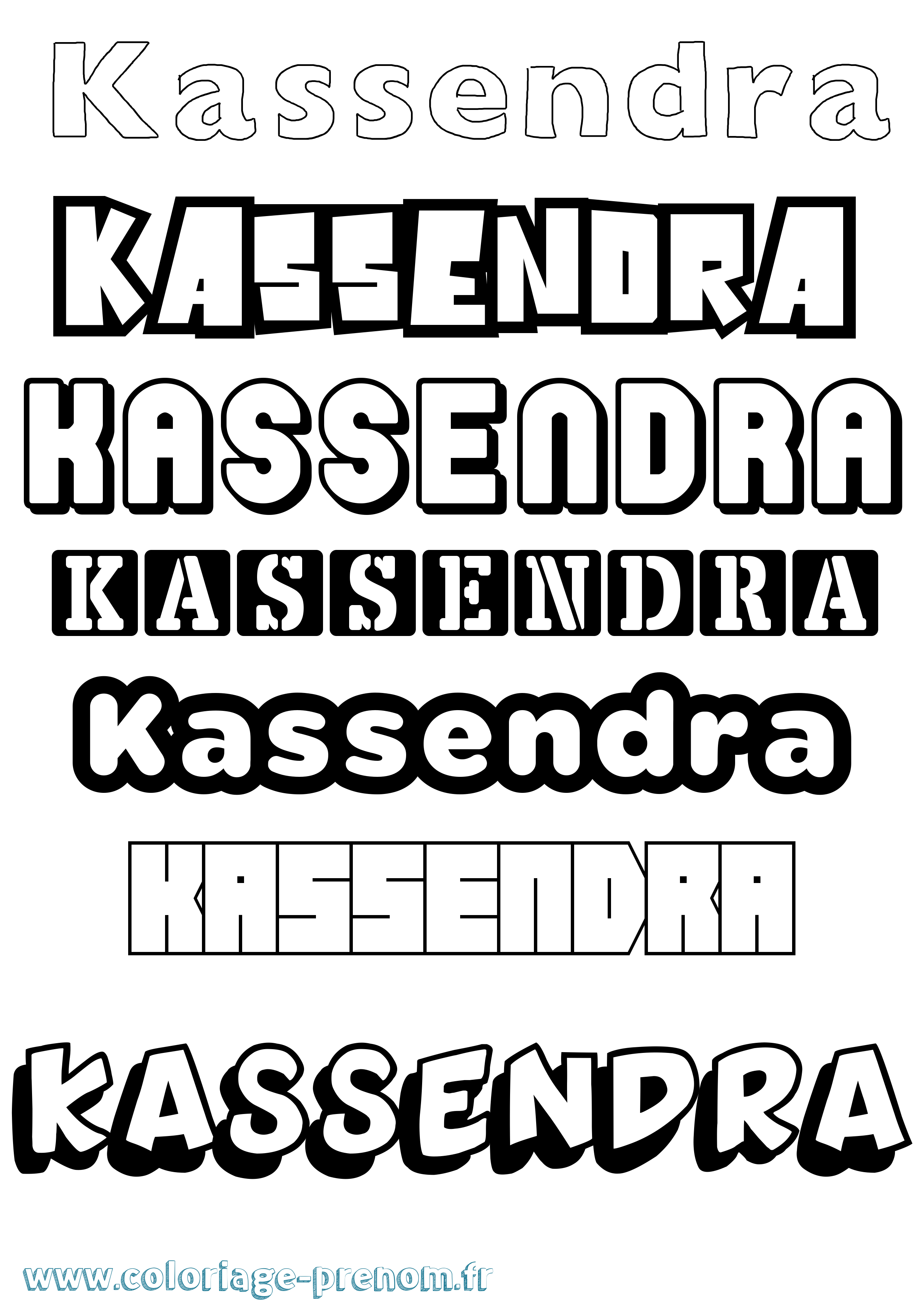Coloriage prénom Kassendra Simple