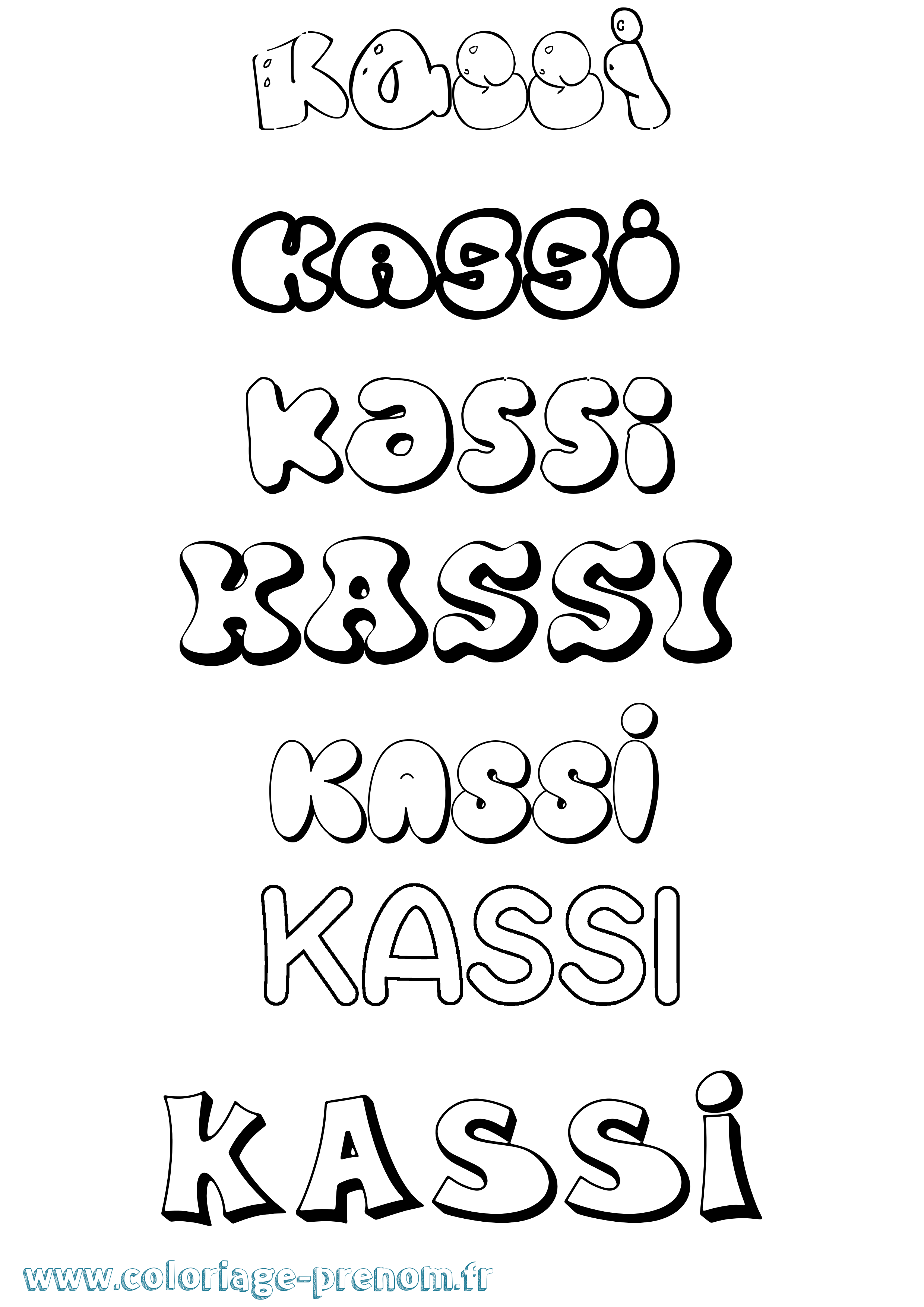 Coloriage prénom Kassi Bubble