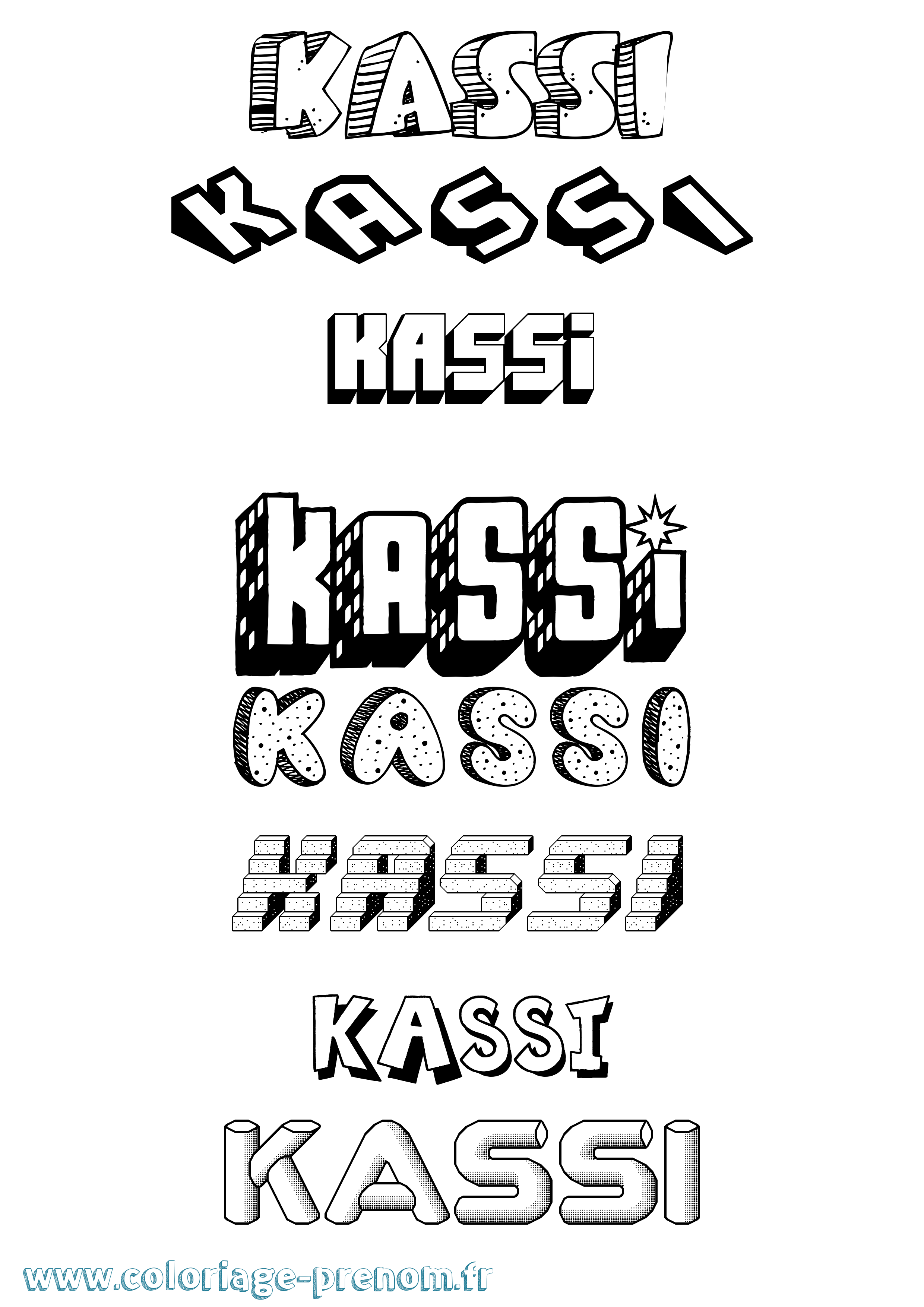 Coloriage prénom Kassi Effet 3D