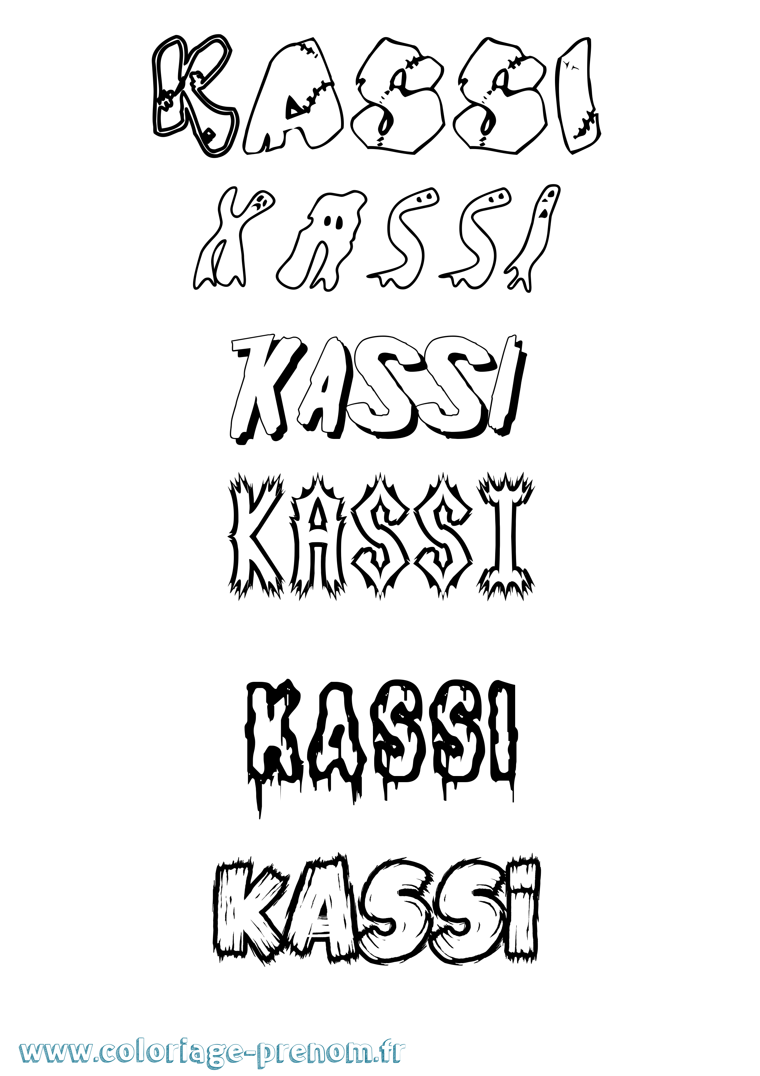 Coloriage prénom Kassi Frisson