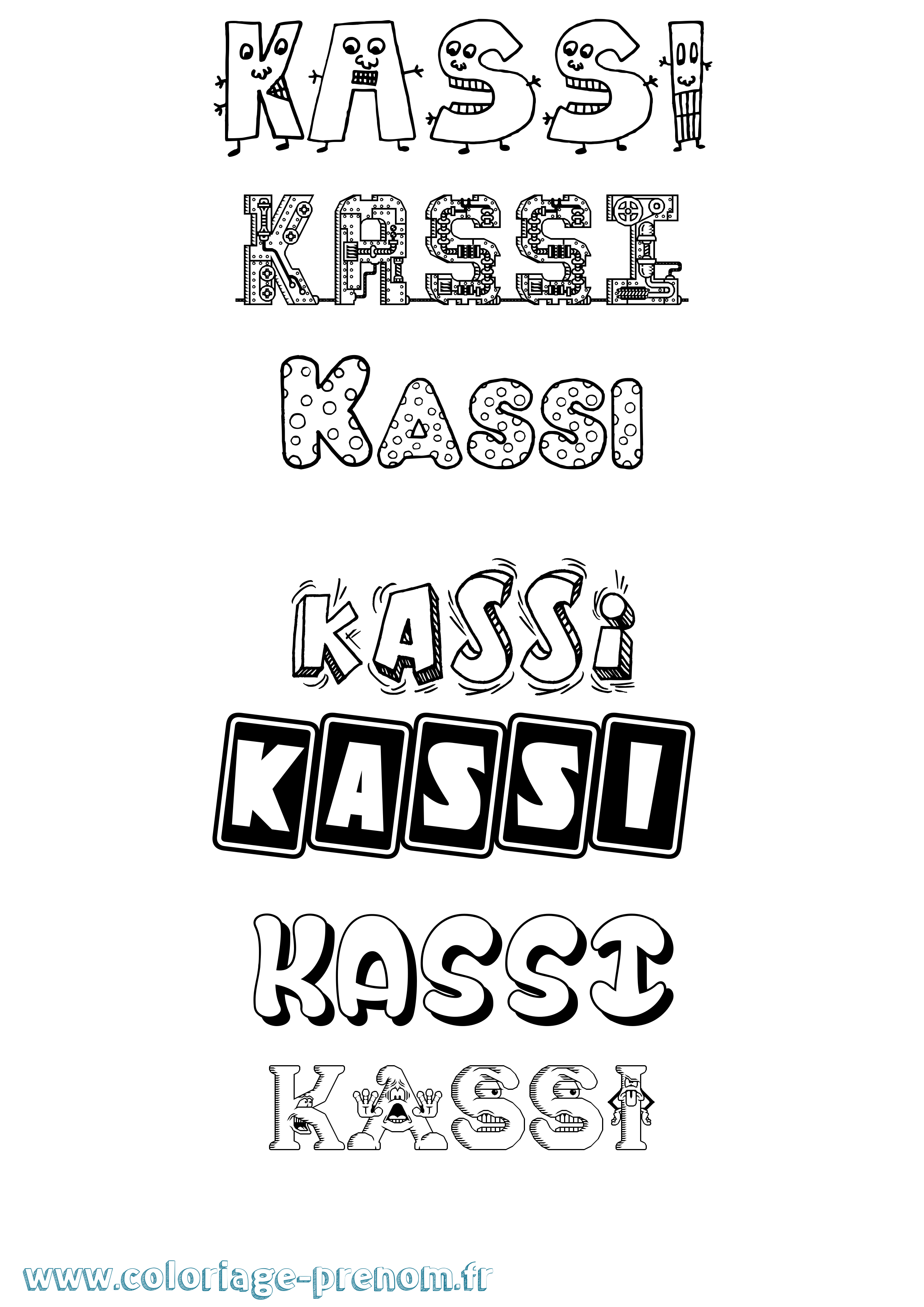 Coloriage prénom Kassi Fun