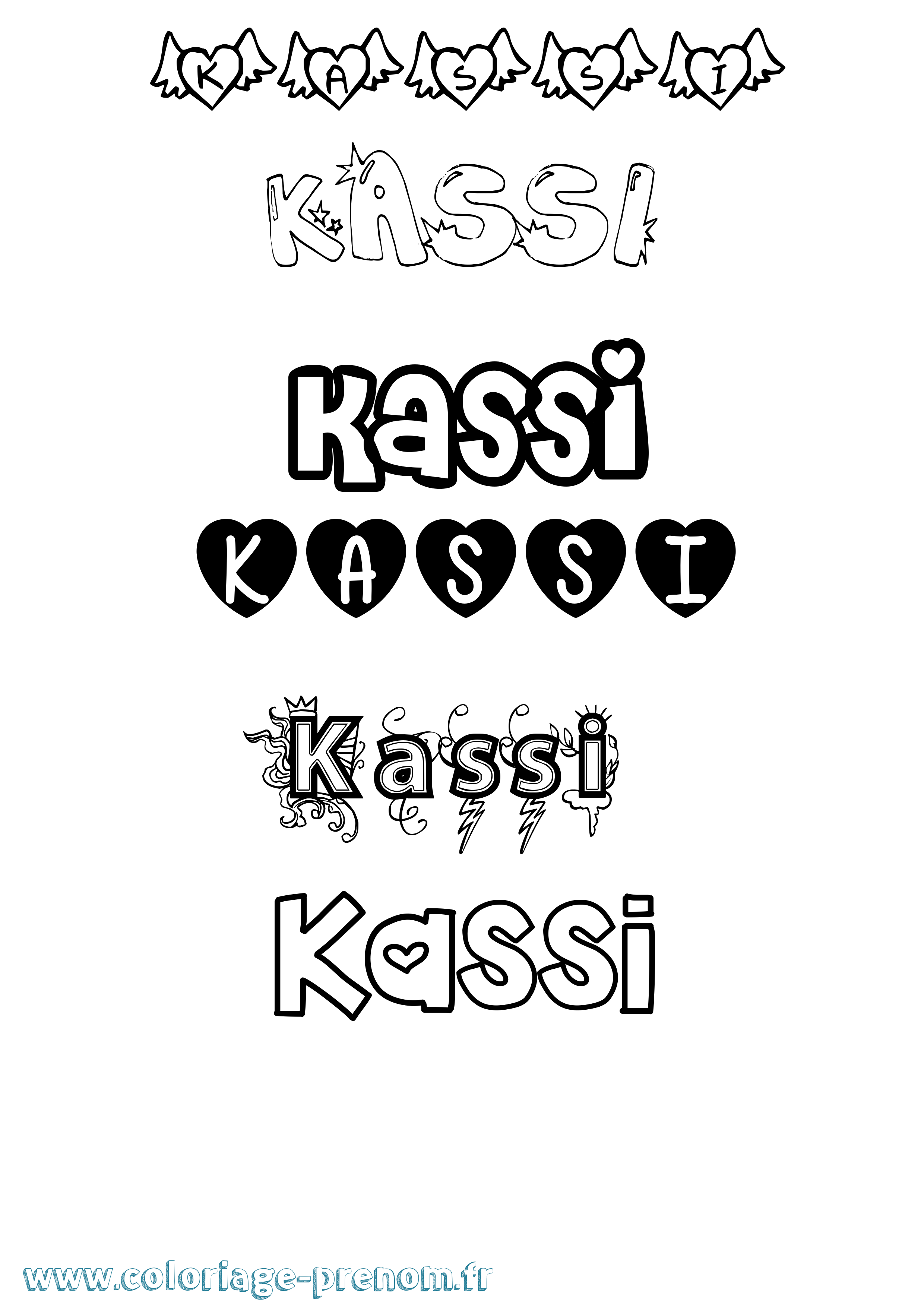 Coloriage prénom Kassi Girly