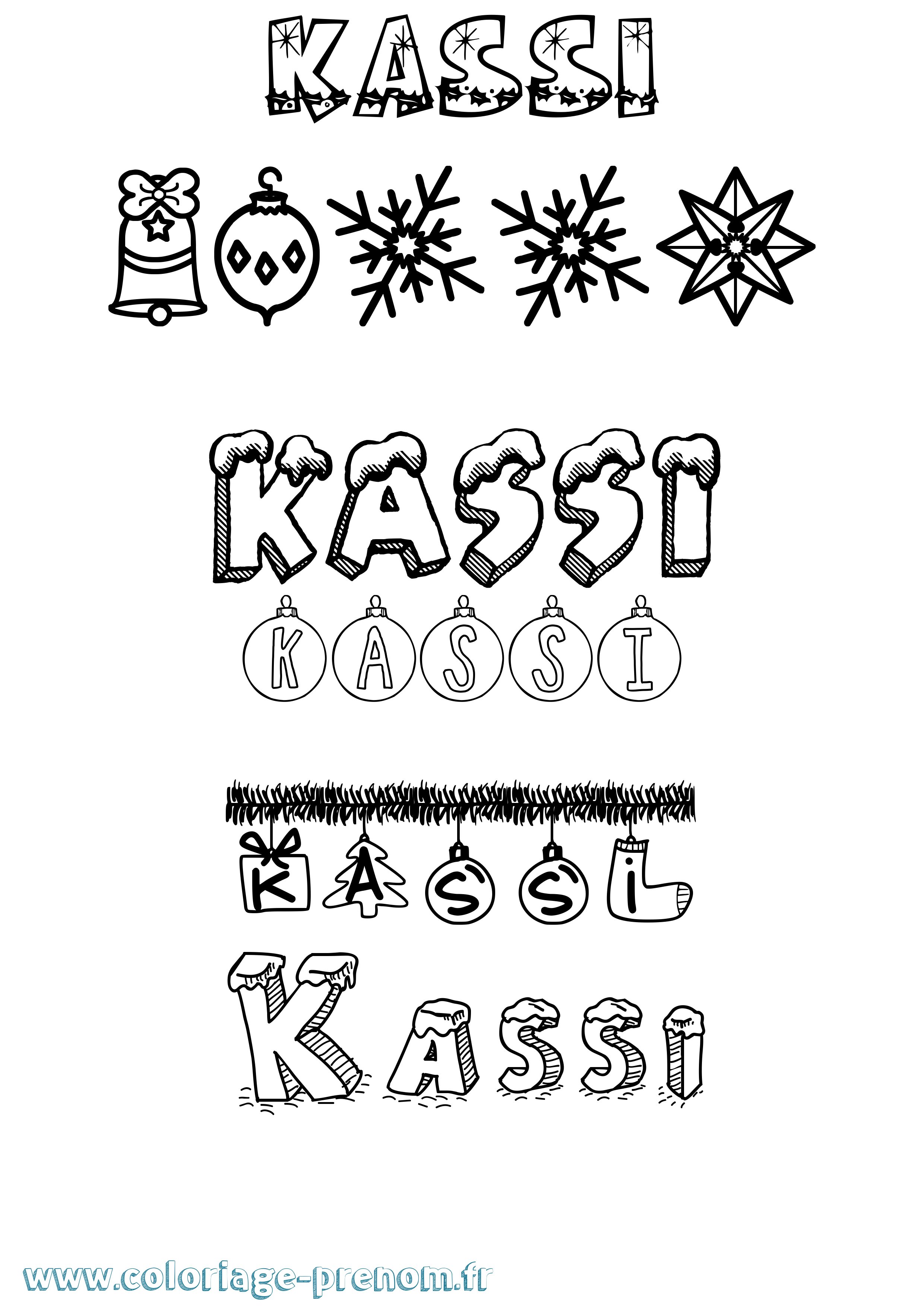 Coloriage prénom Kassi Noël