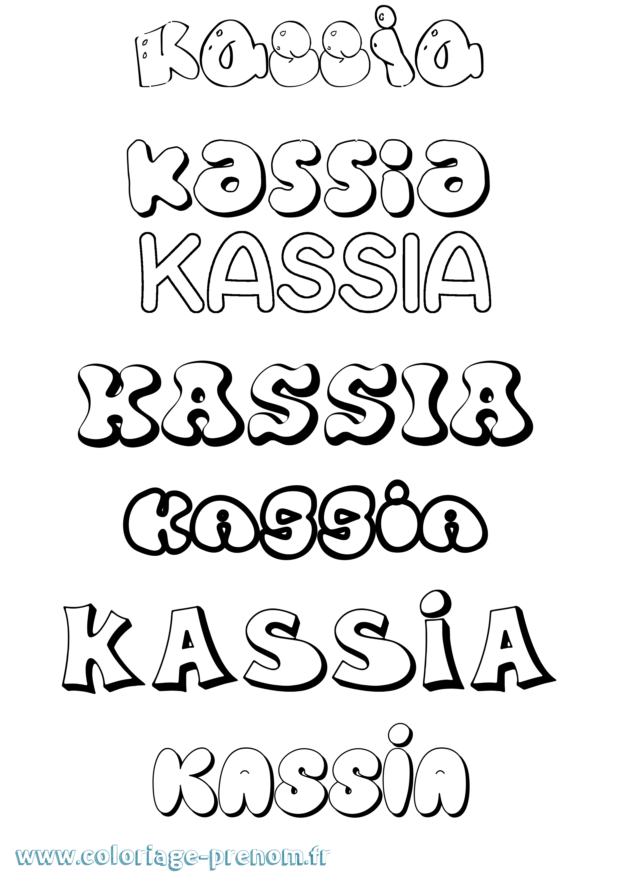 Coloriage prénom Kassia Bubble