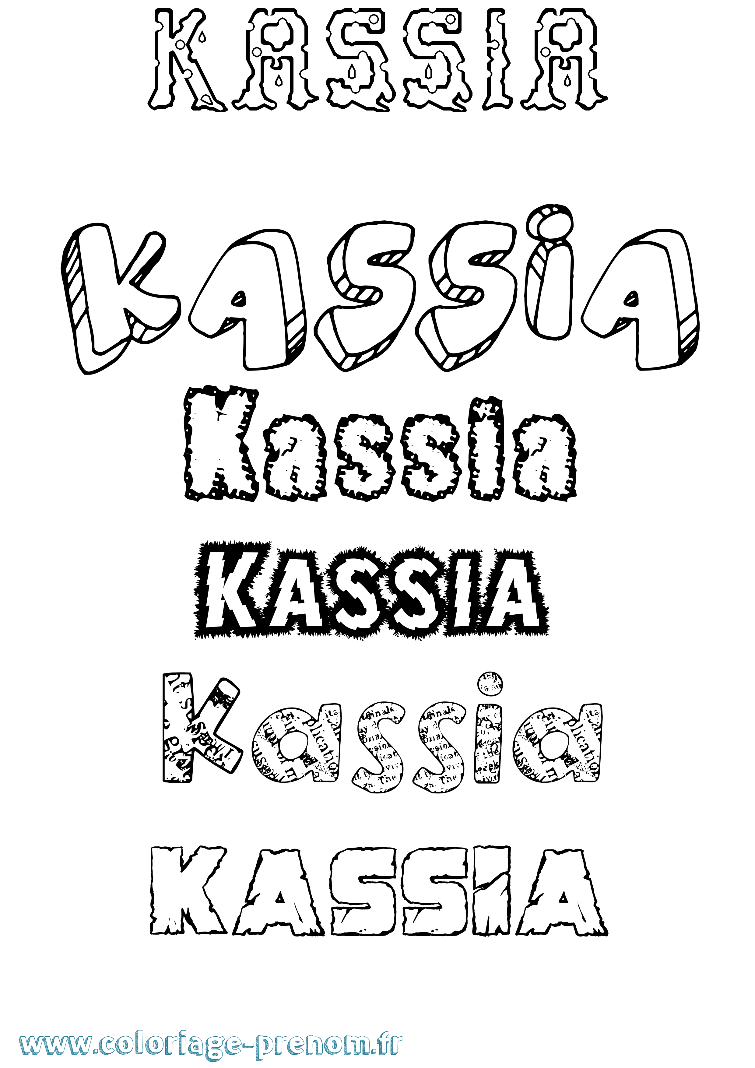 Coloriage prénom Kassia Destructuré