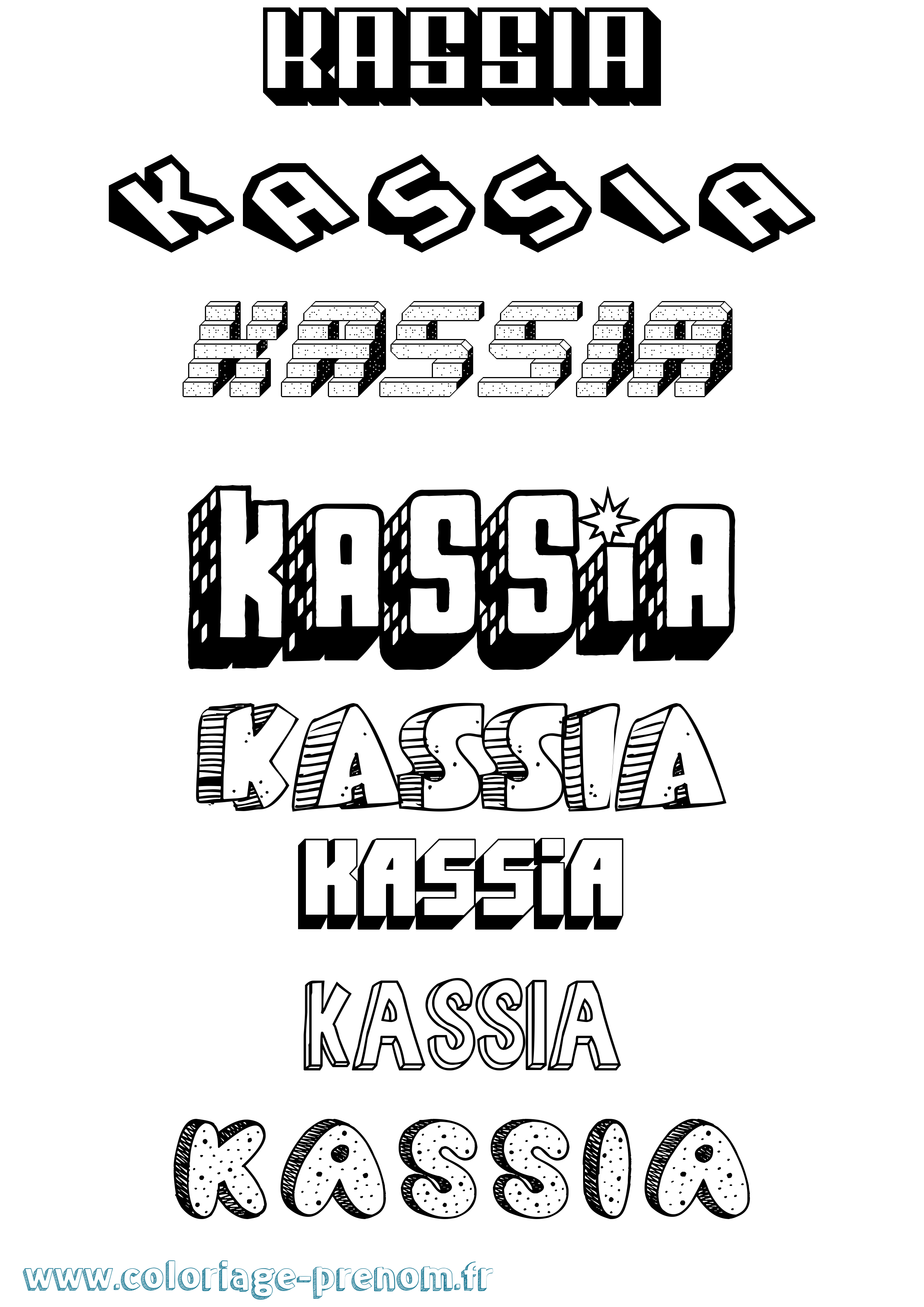Coloriage prénom Kassia Effet 3D