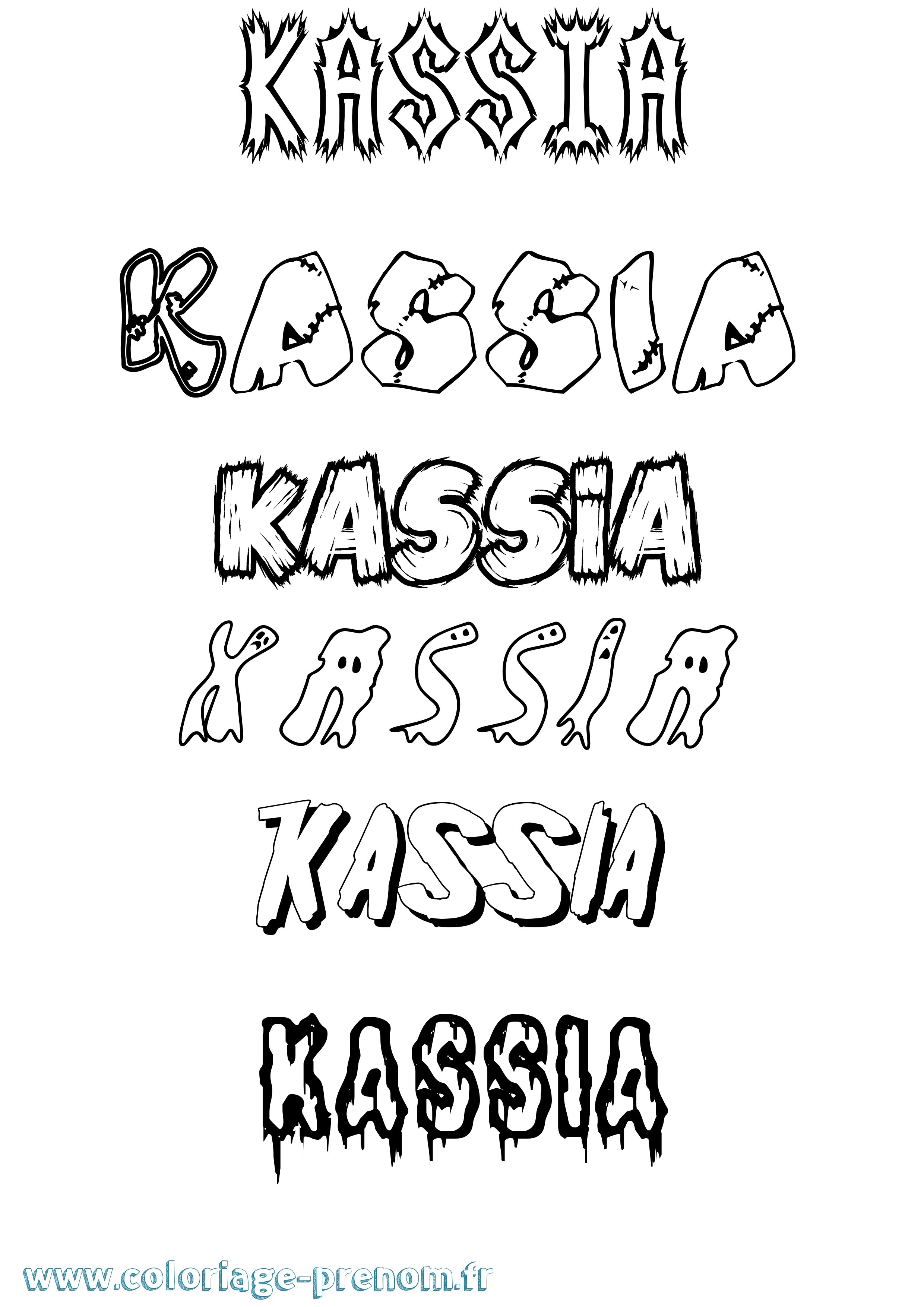 Coloriage prénom Kassia Frisson