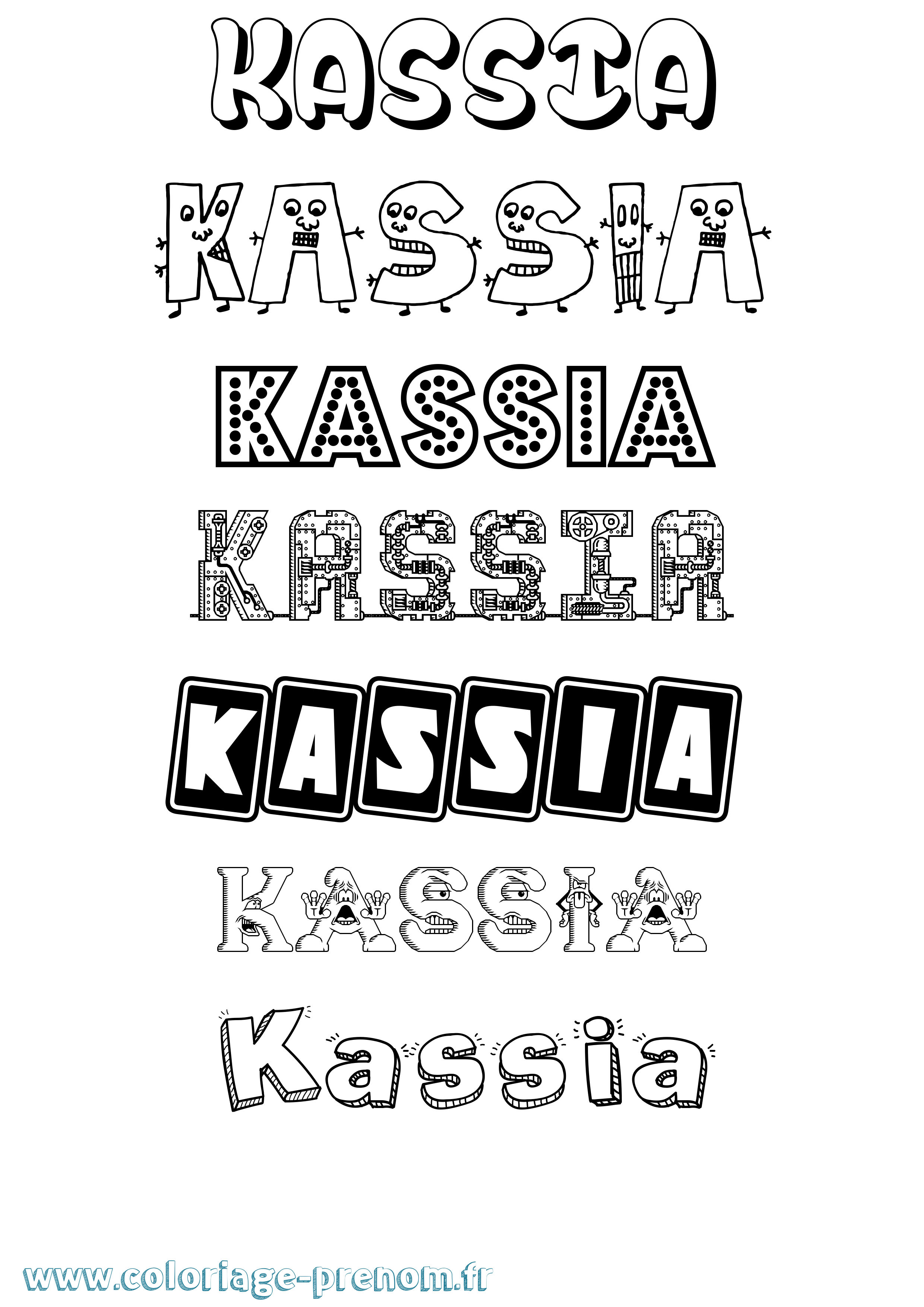 Coloriage prénom Kassia Fun