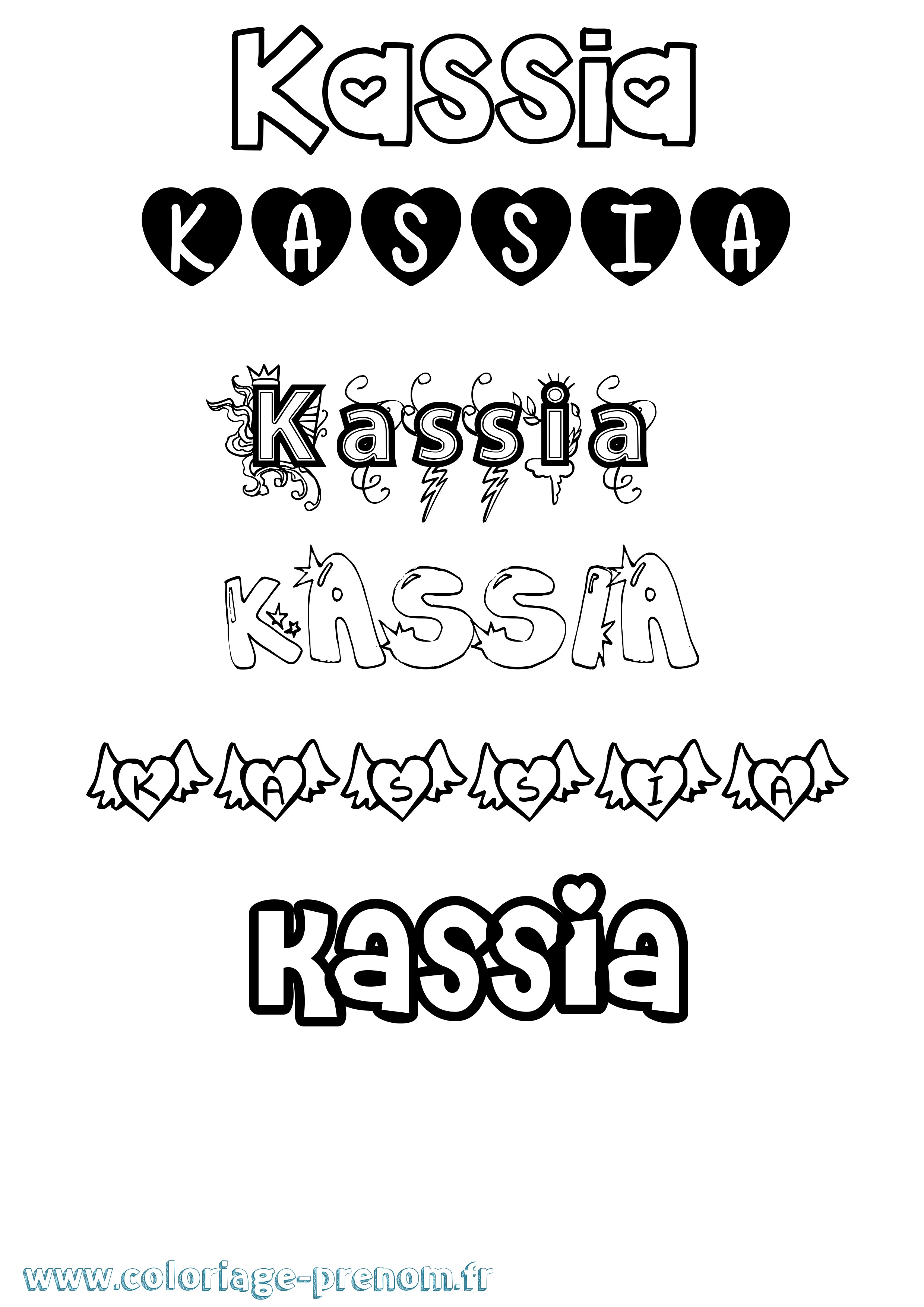 Coloriage prénom Kassia Girly