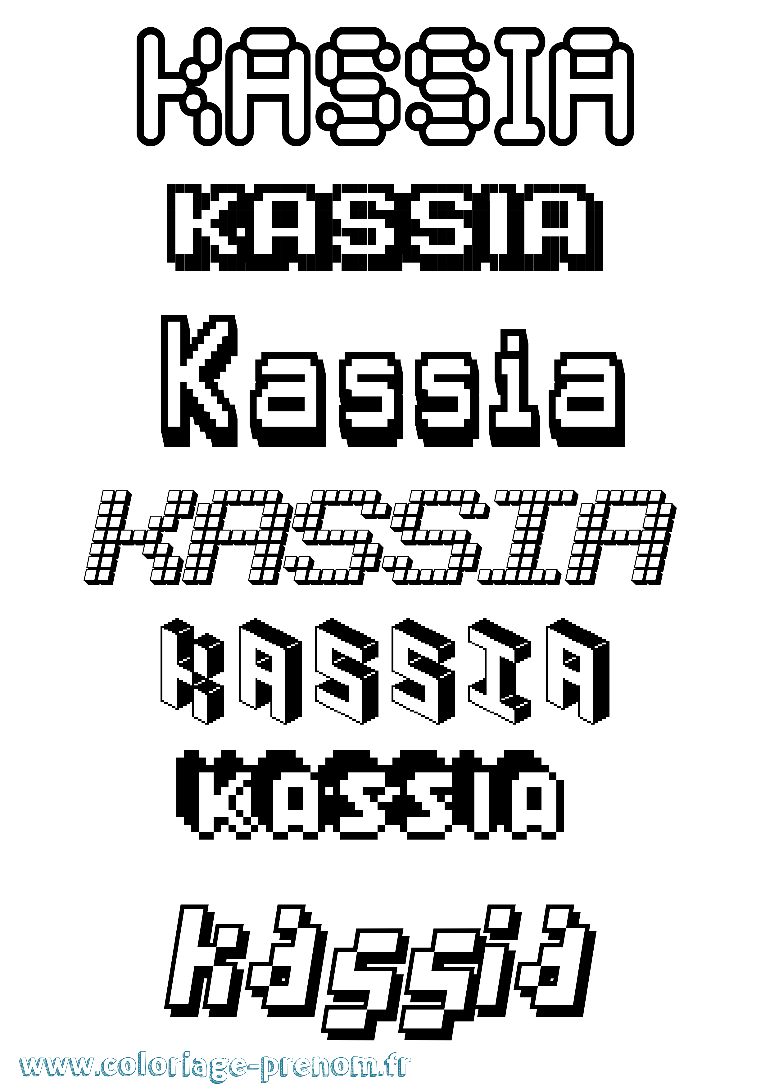 Coloriage prénom Kassia Pixel