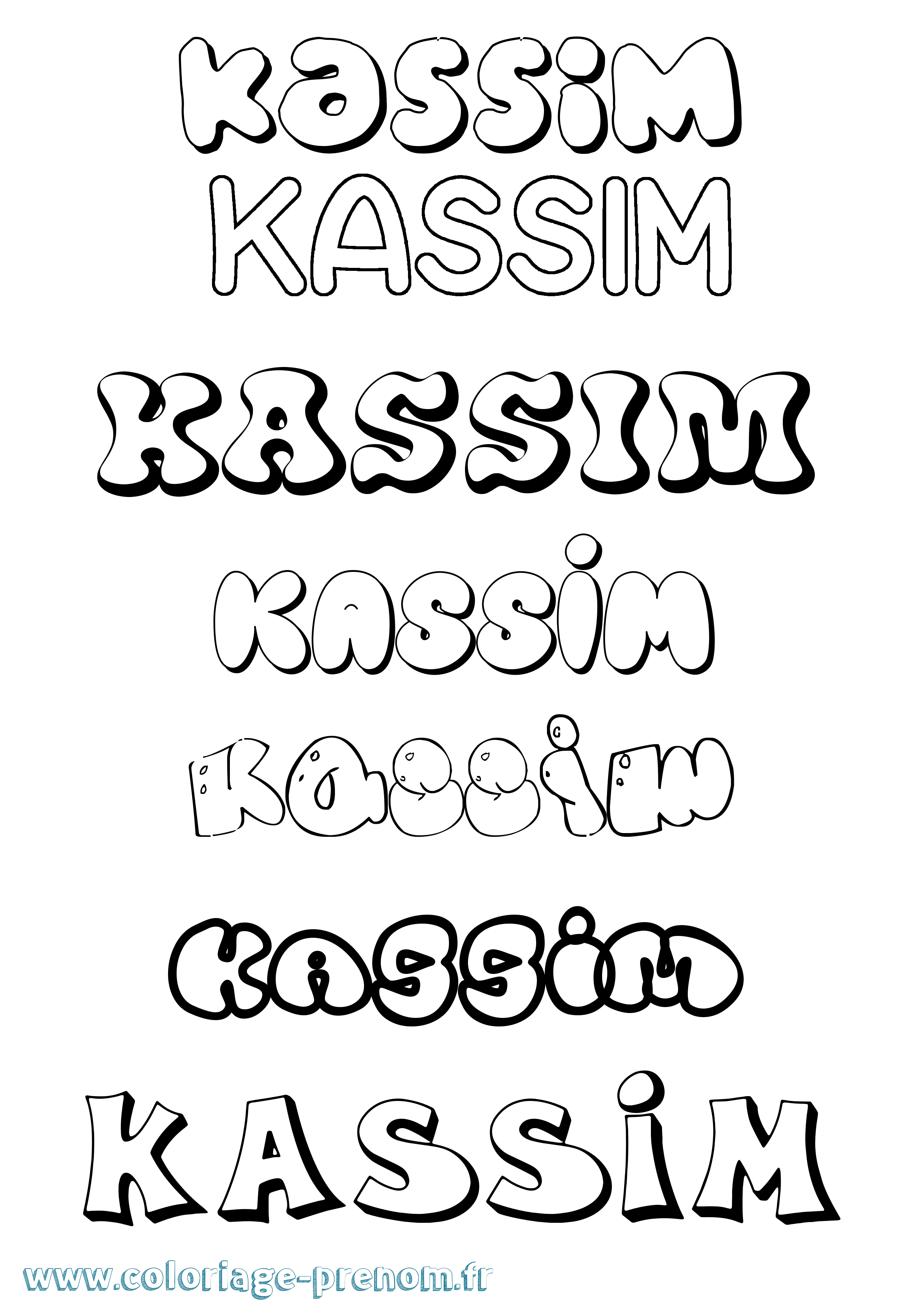Coloriage prénom Kassim Bubble