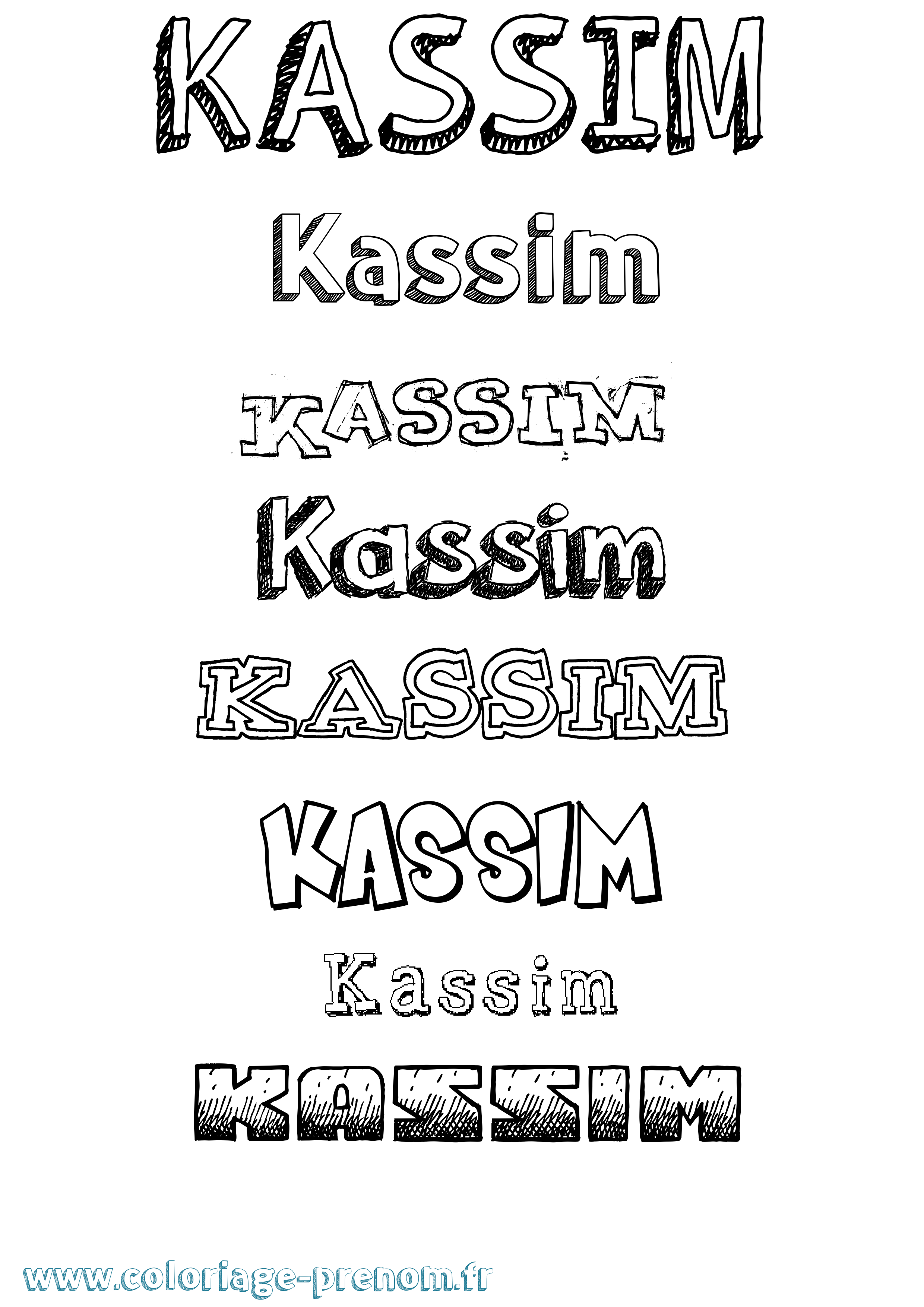 Coloriage prénom Kassim Dessiné