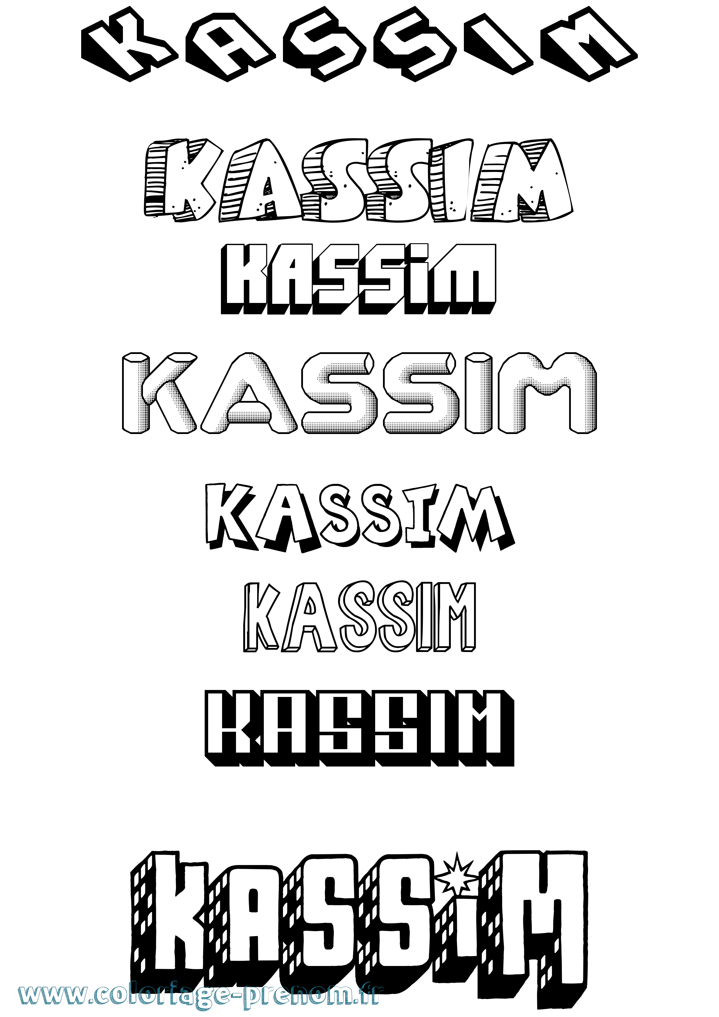 Coloriage prénom Kassim Effet 3D