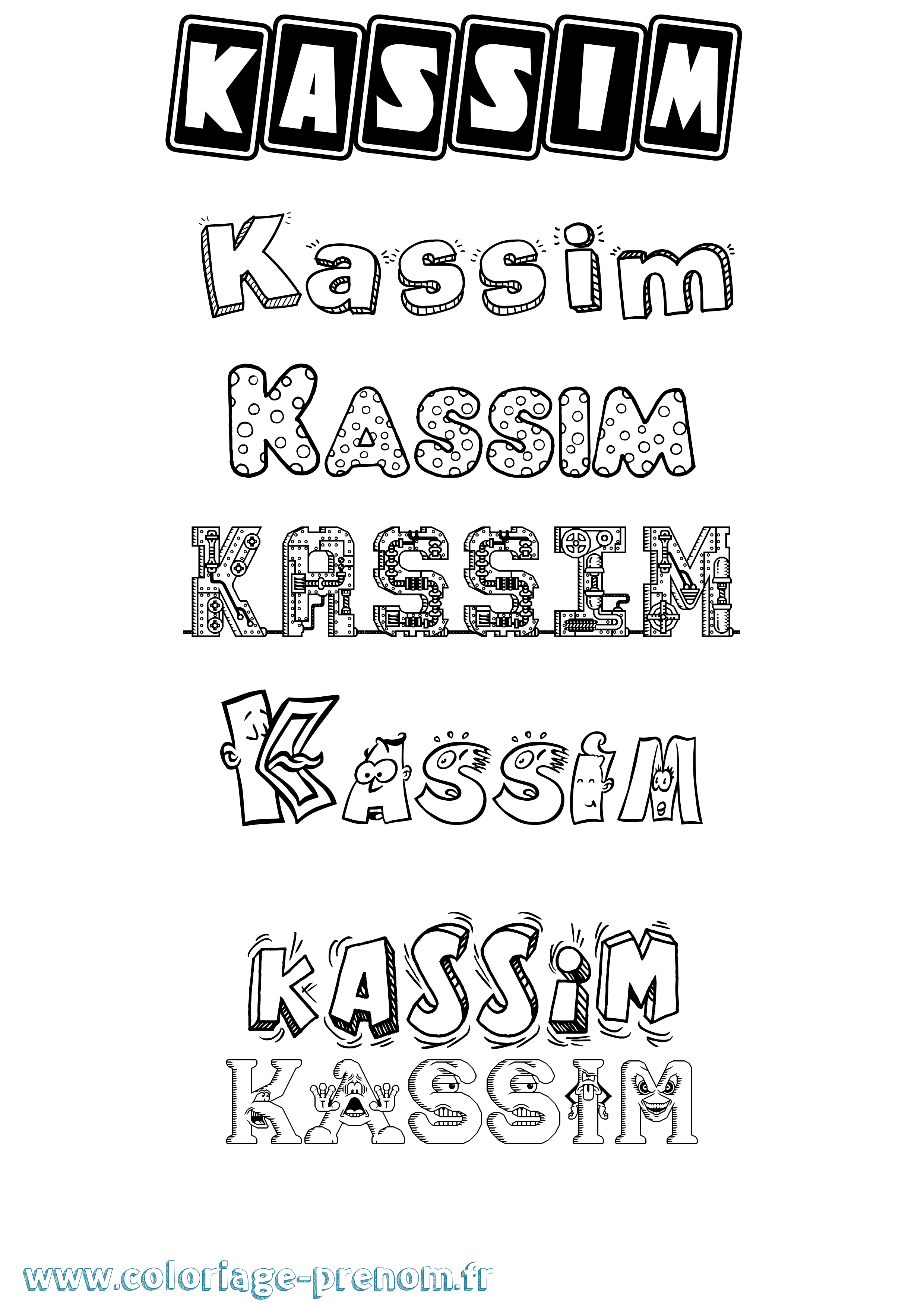 Coloriage prénom Kassim Fun