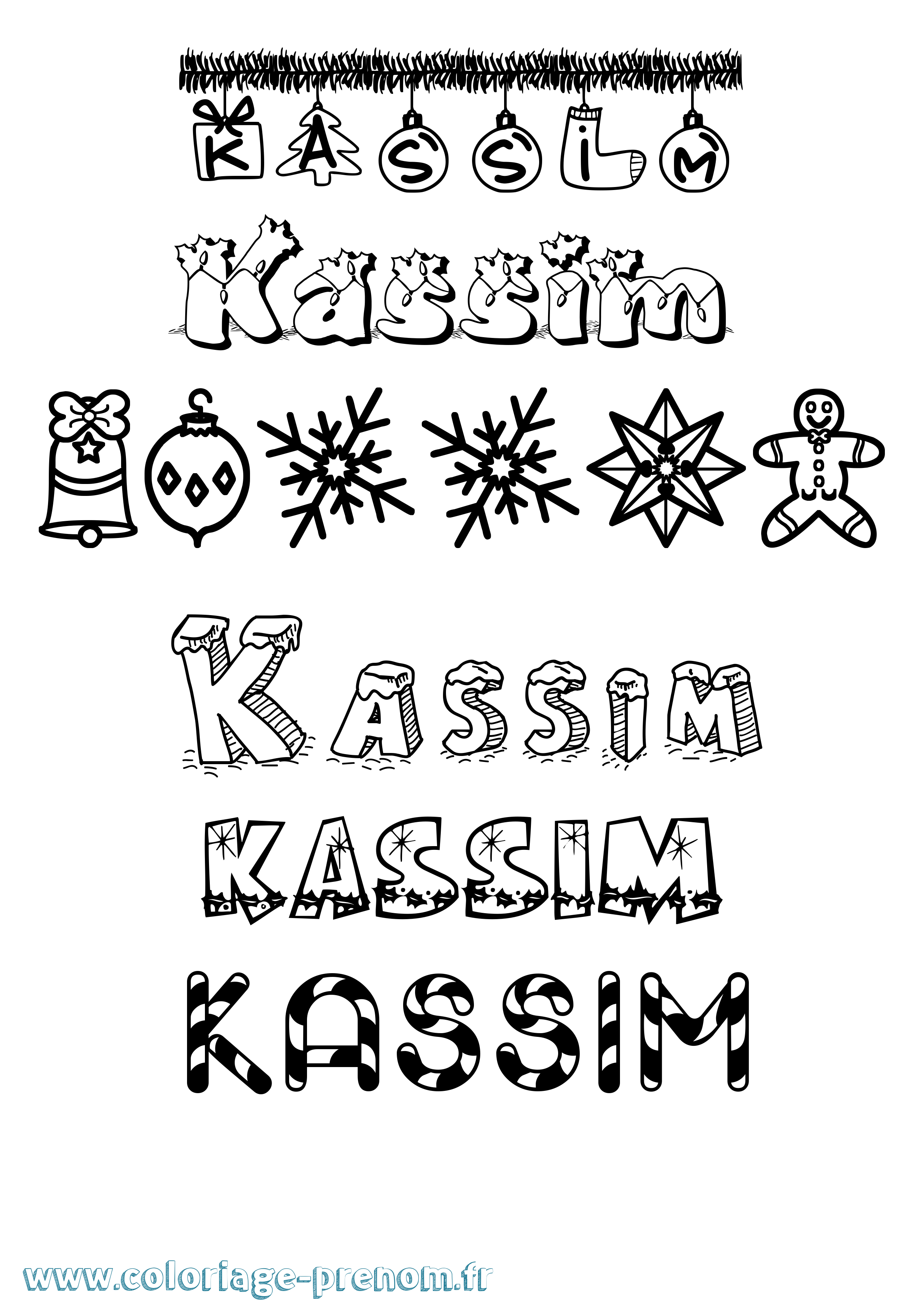 Coloriage prénom Kassim Noël