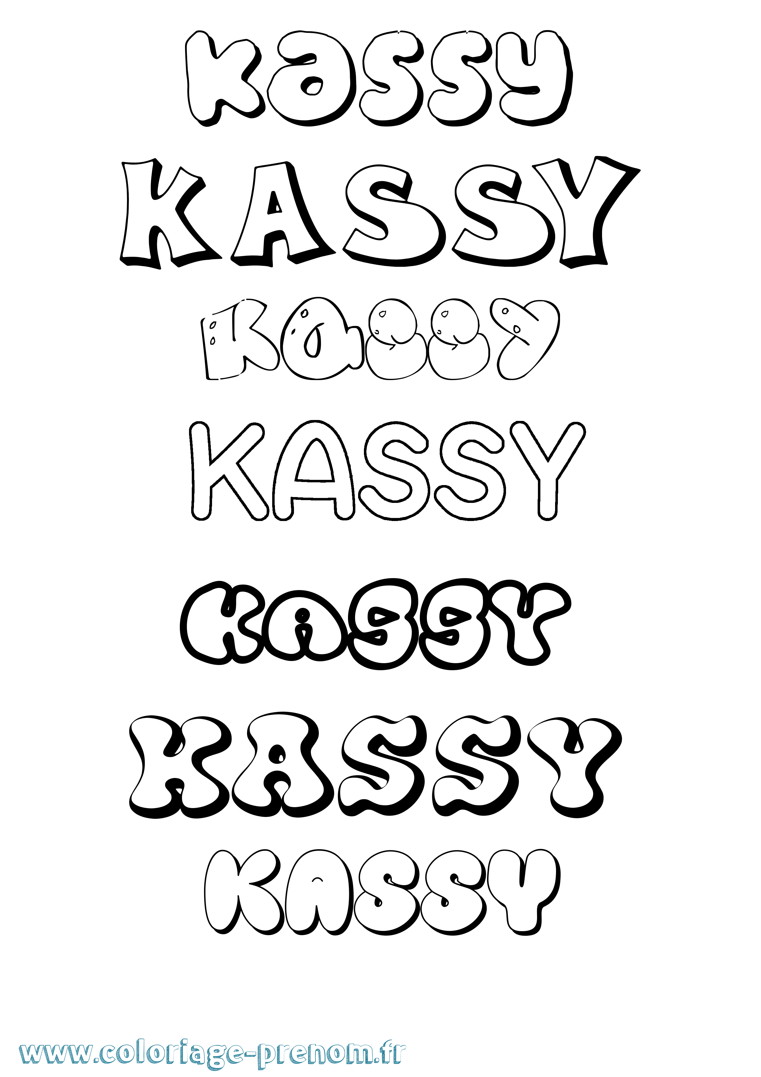 Coloriage prénom Kassy Bubble