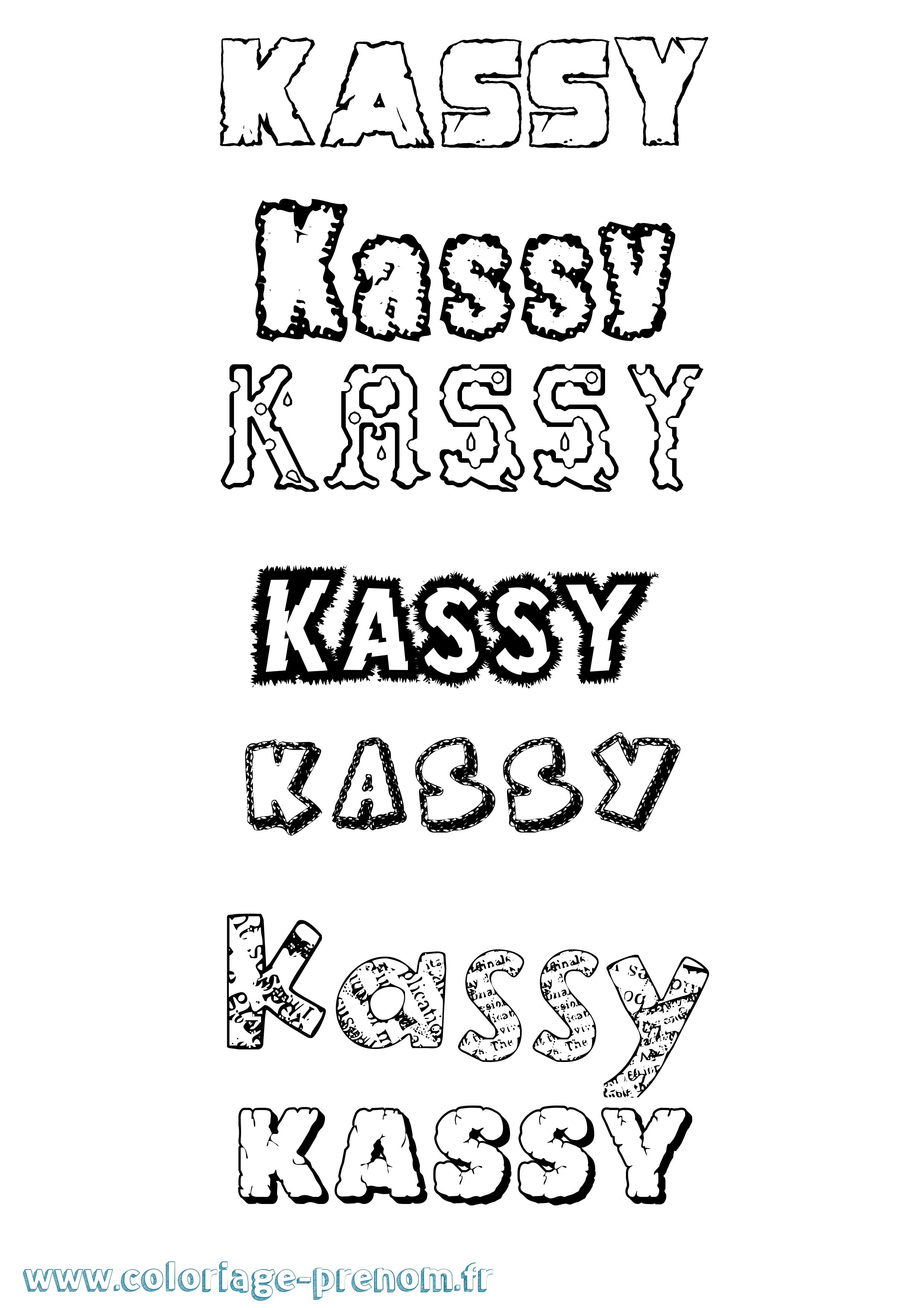 Coloriage prénom Kassy Destructuré