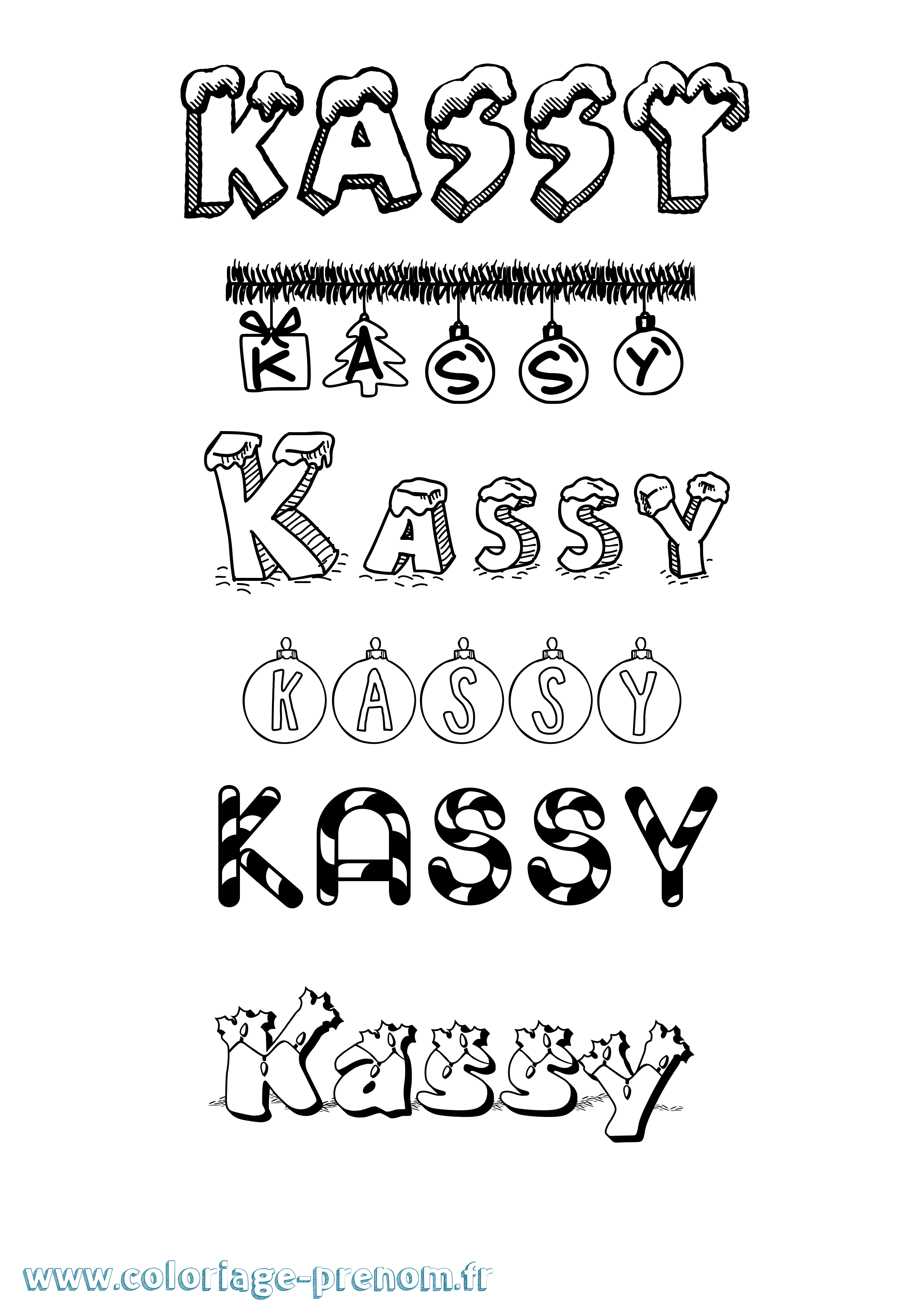 Coloriage prénom Kassy Noël