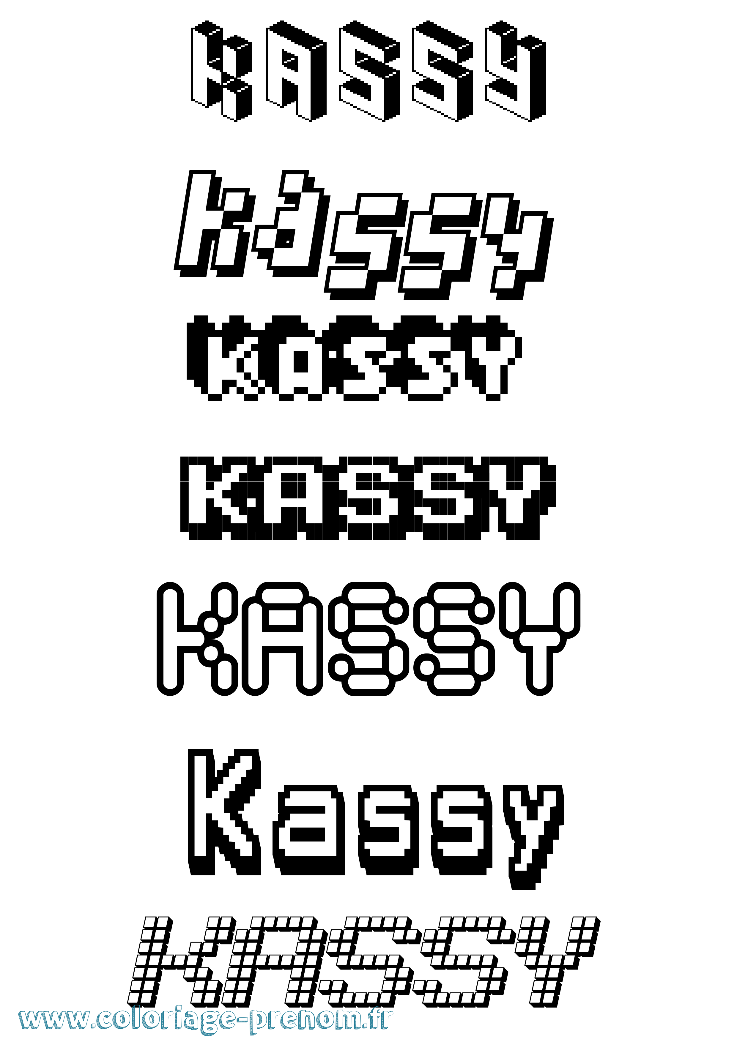 Coloriage prénom Kassy Pixel