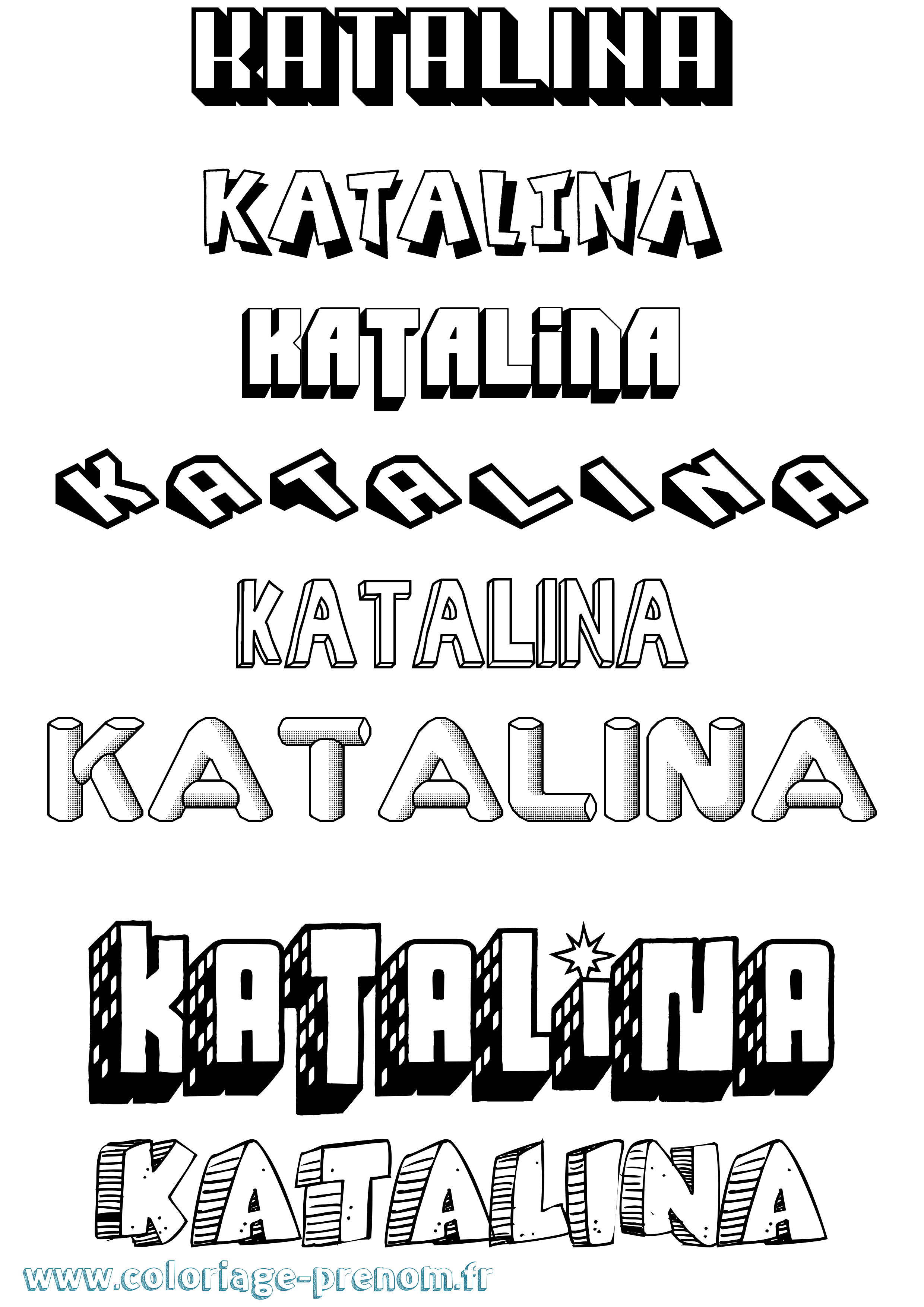 Coloriage prénom Katalina Effet 3D