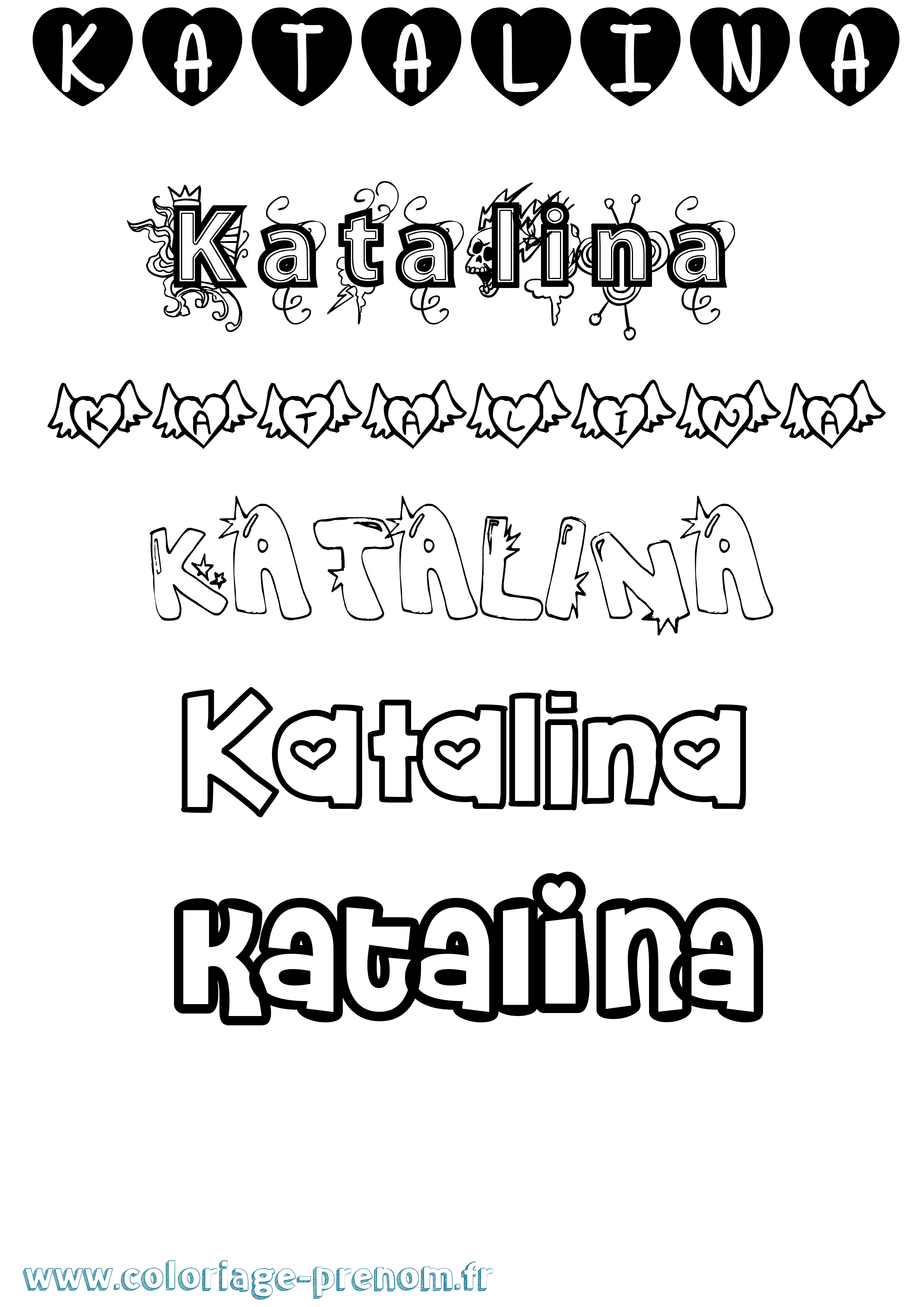 Coloriage prénom Katalina Girly