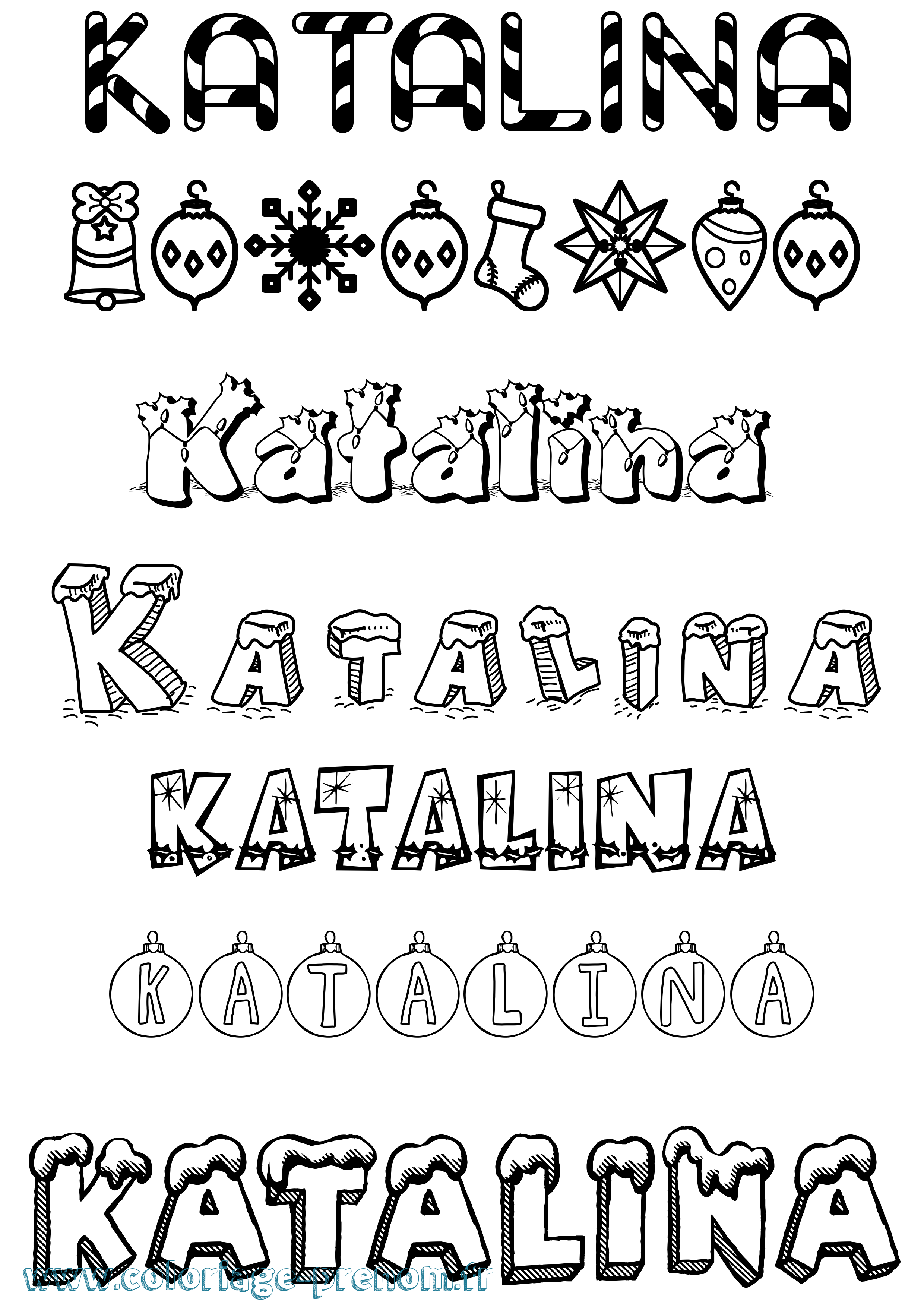 Coloriage prénom Katalina Noël