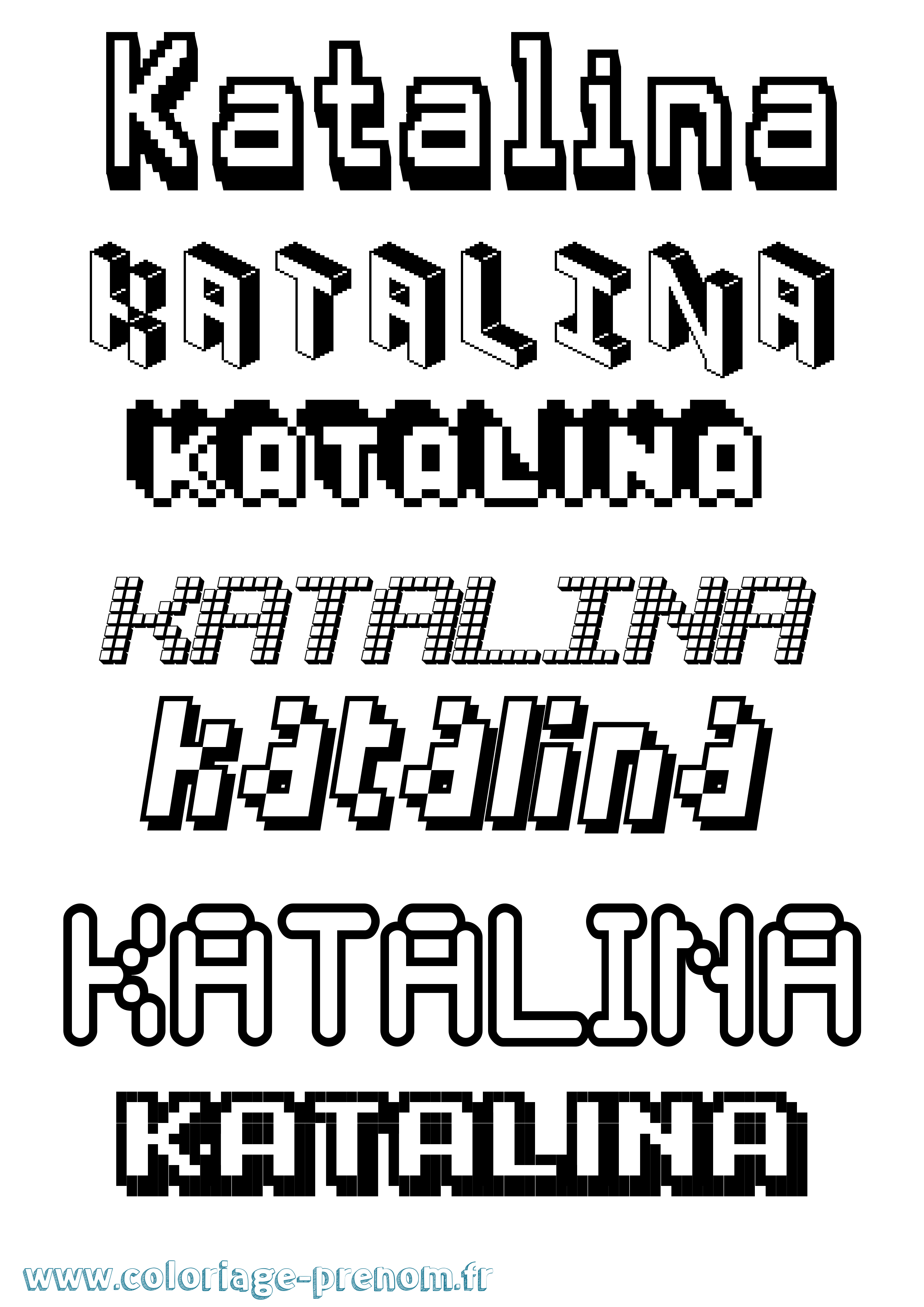 Coloriage prénom Katalina Pixel